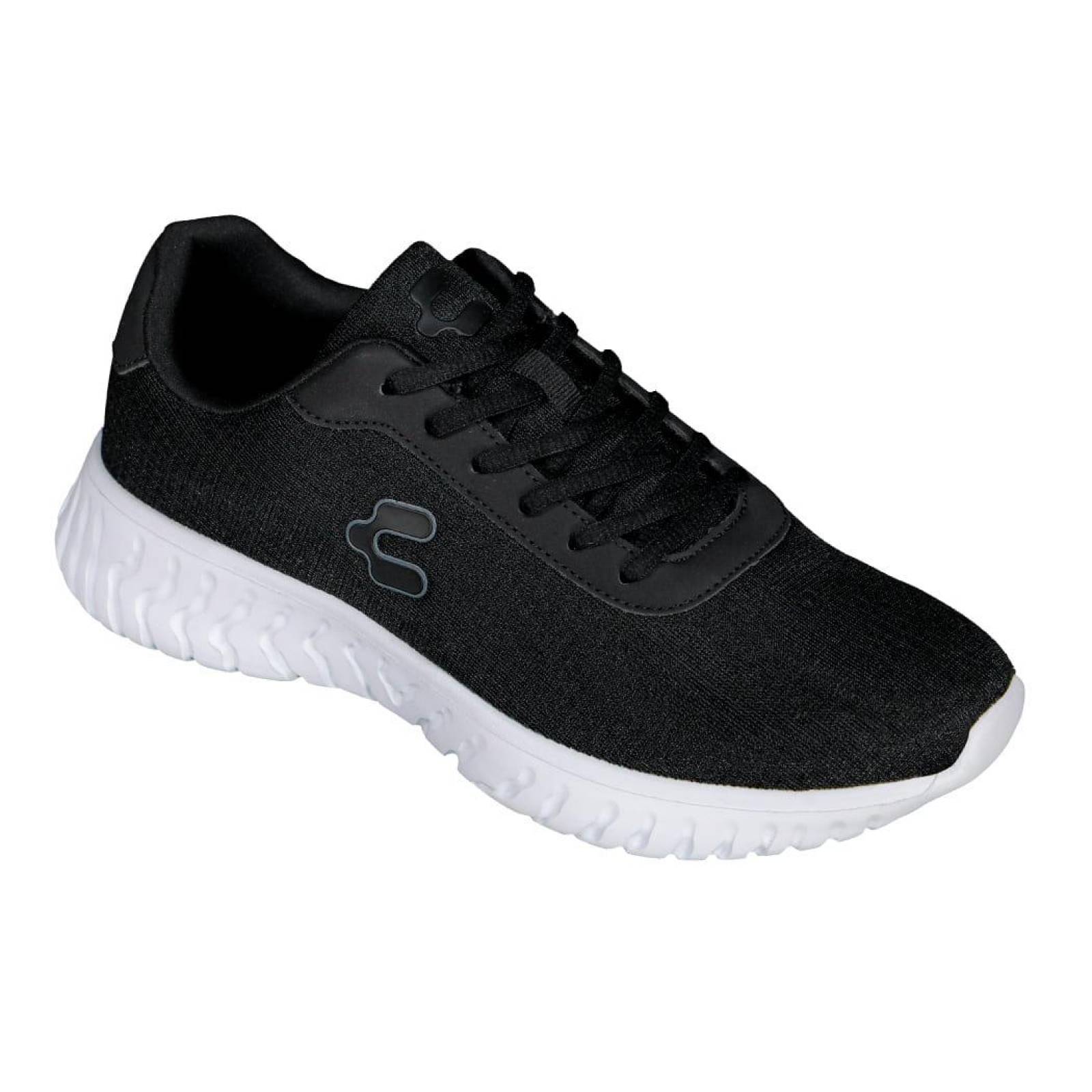 Tenis Charly Mujer Moda Casual Deportivo Cómodo Textil Blanco Forro Negro Ligero 101D2S 
