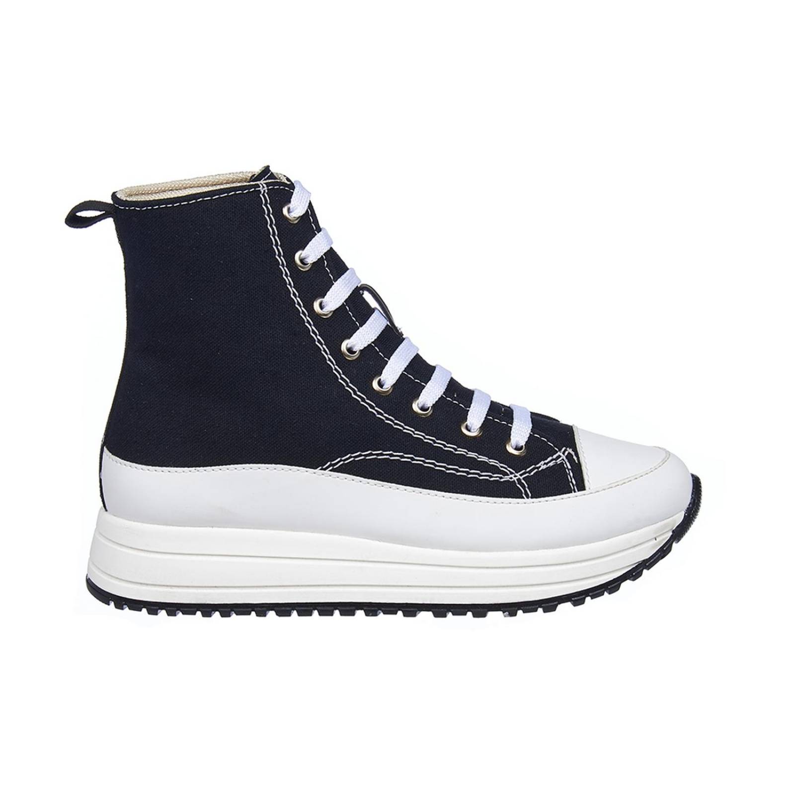 Tenis Mujer En Botín Textil Negro Con Plataforma Casuales