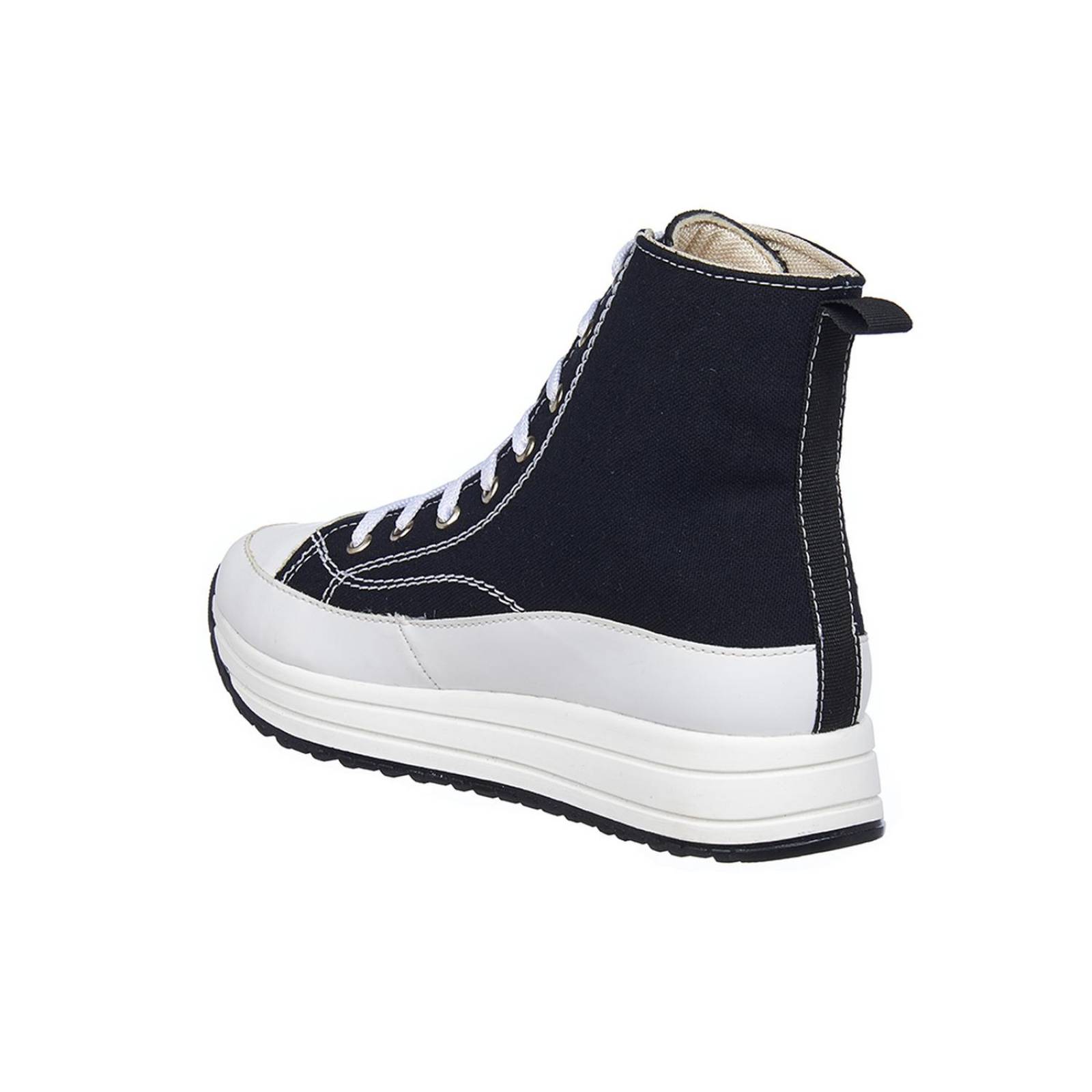 Tenis Mujer En Botín Textil Negro Con Plataforma Casuales