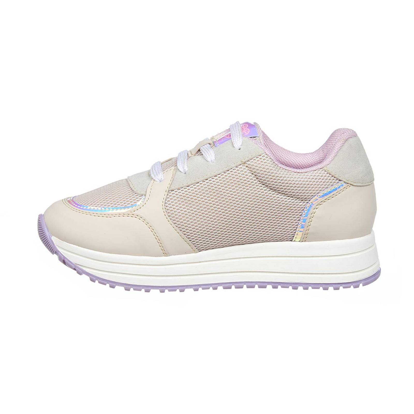 Tenis Para Mujer Casuales Textil Marfil Moda Juvenil