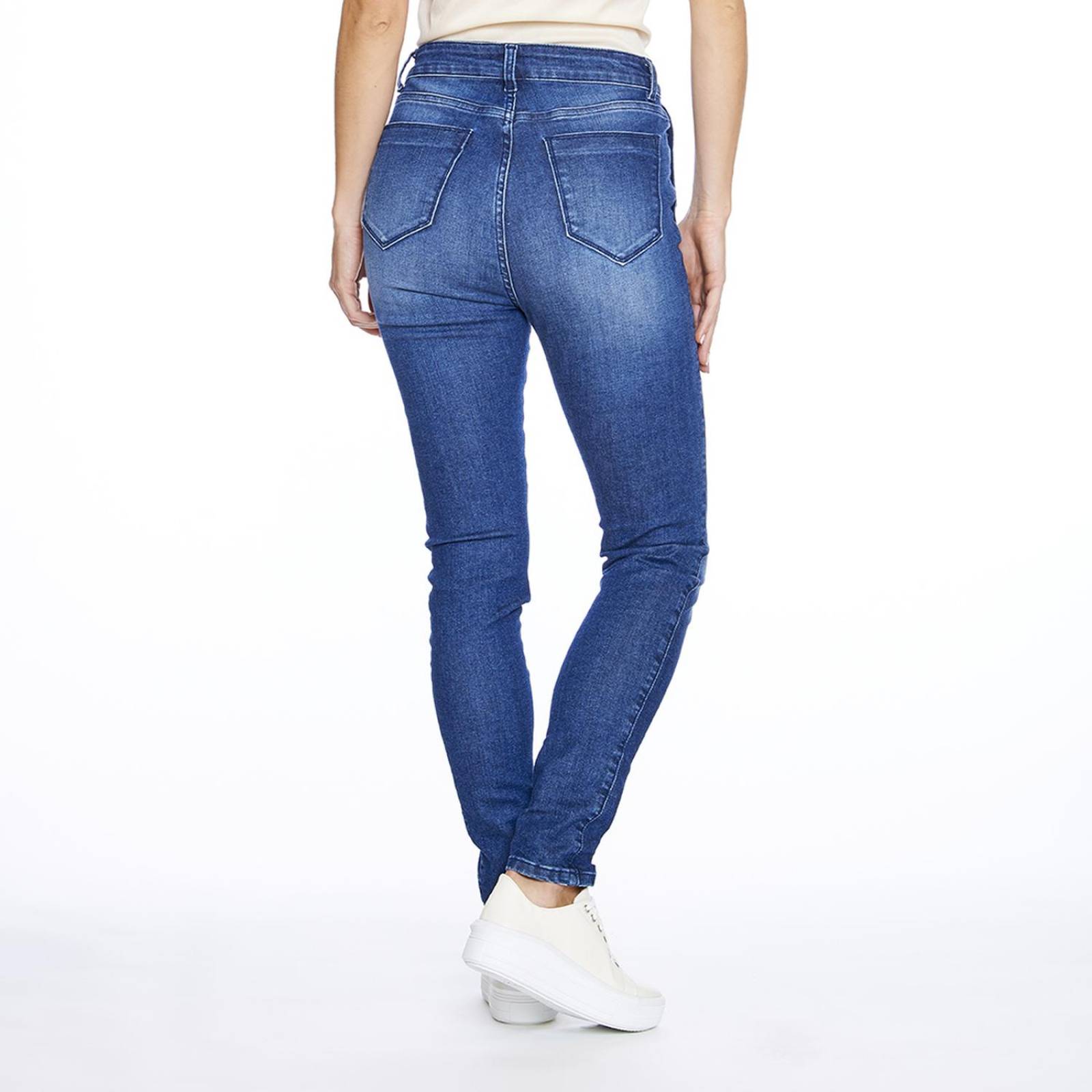 Jeans Para Mujer Con Botones Tiro Alto Super Skinny Casuales 