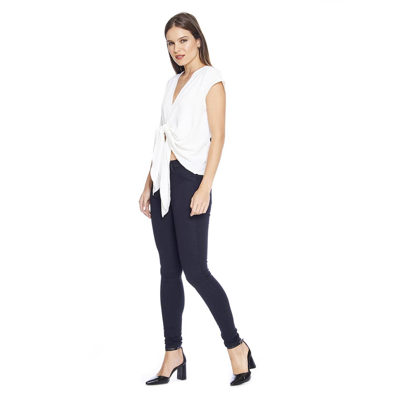 Blusa Mujer casual con amarre en delantero Manga Corta 