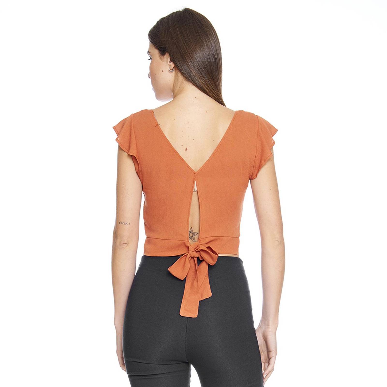 Blusa Para Mujer Top Escote Cuadrado Manga Corta Casual 