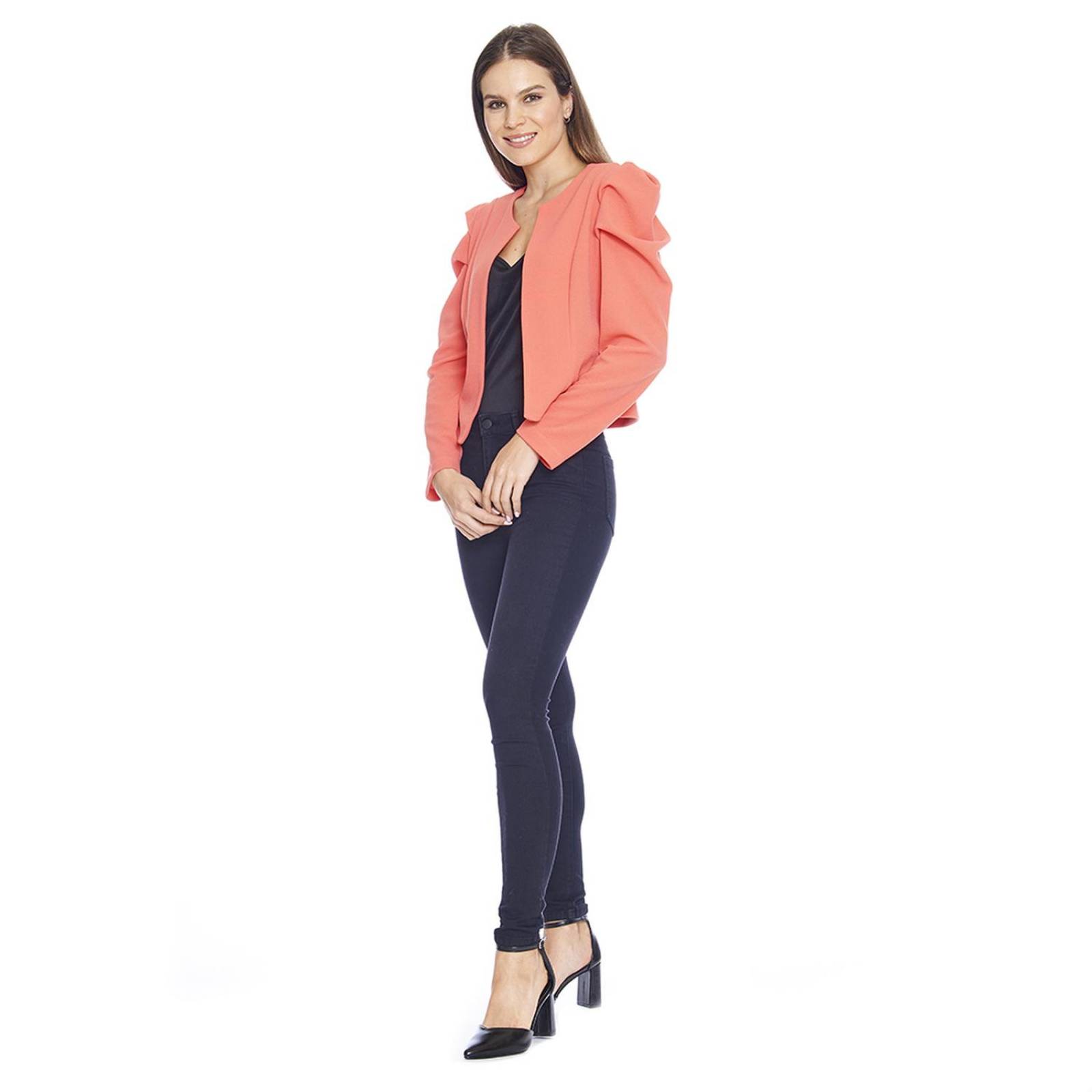 Saco Mujer manga abullonada Blazer Casual Formal Coral 