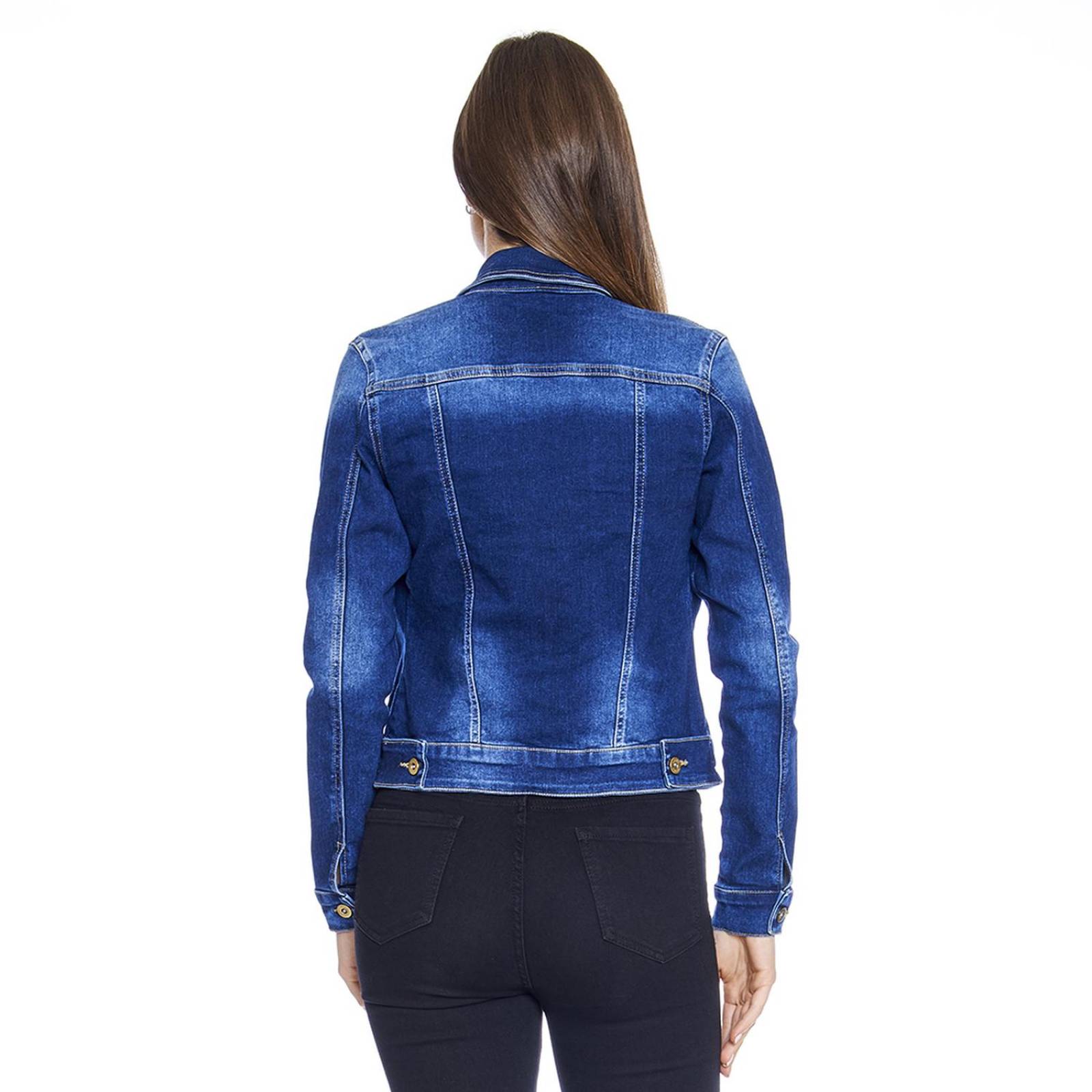 Chamarra Mujer Juvenil De Mezclilla slim fit con destroyer 