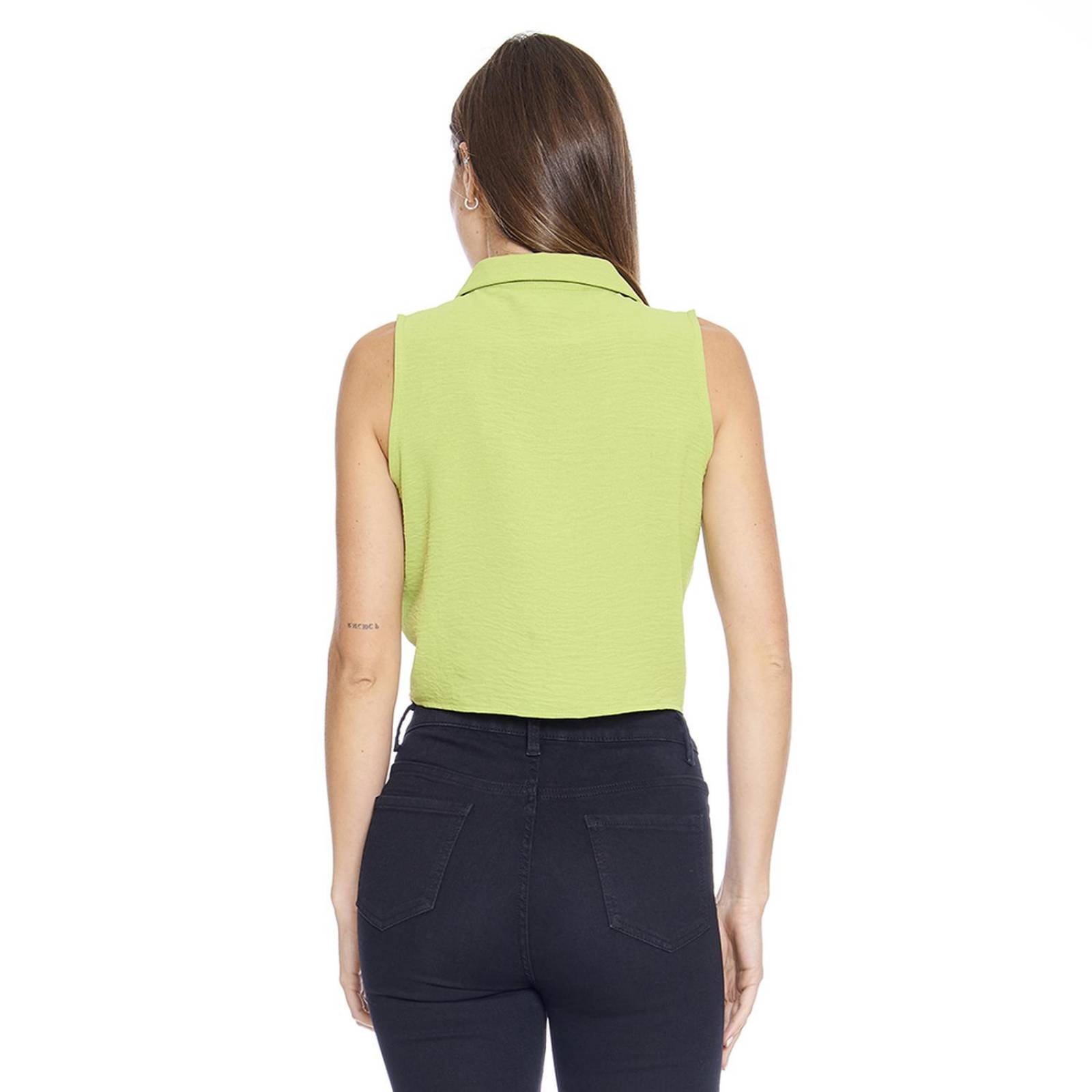 Blusa Para Mujer Top Con Nudo Casual Moda Verano Verde 