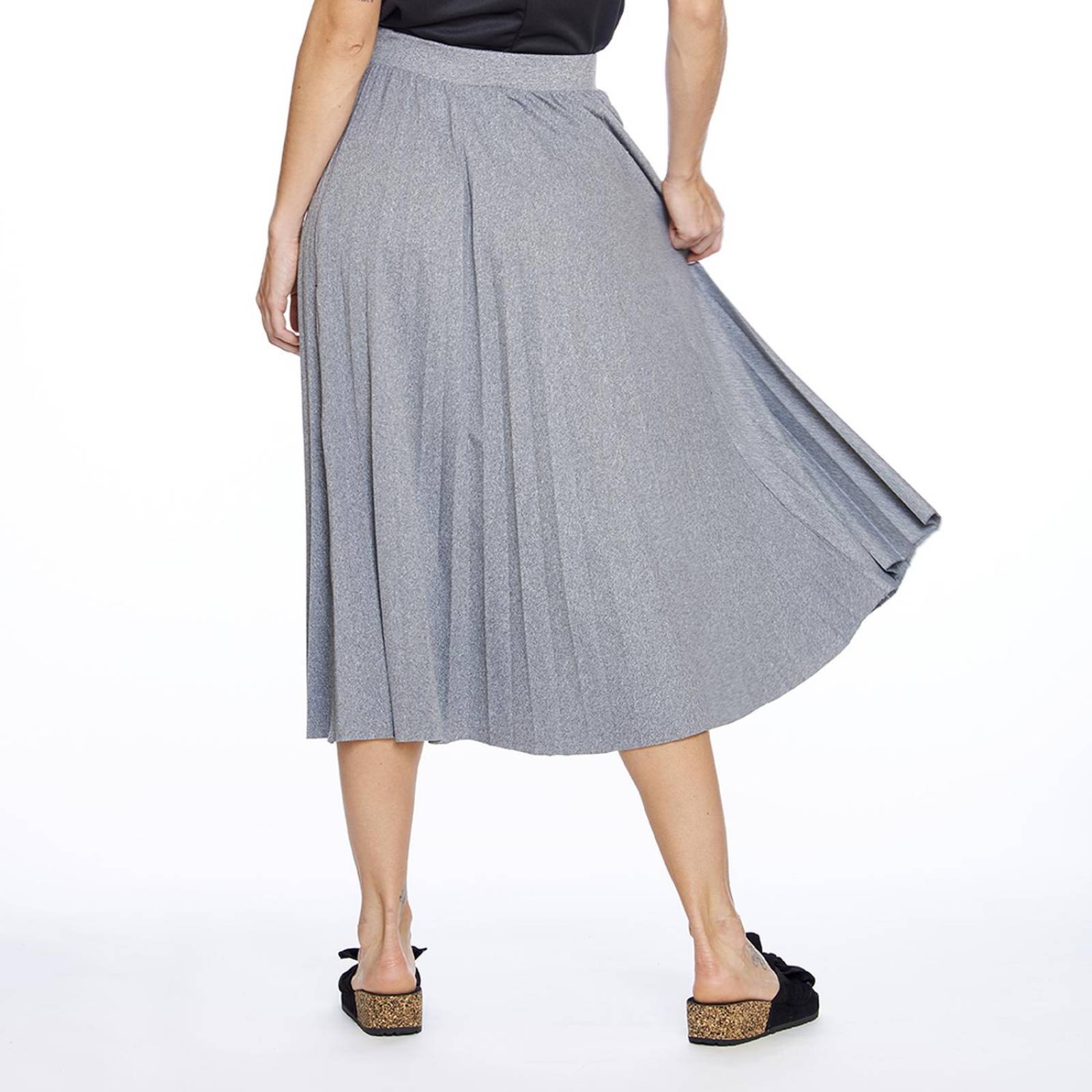 Falda Mujer Larga casual plisada con sexy abertura Gris