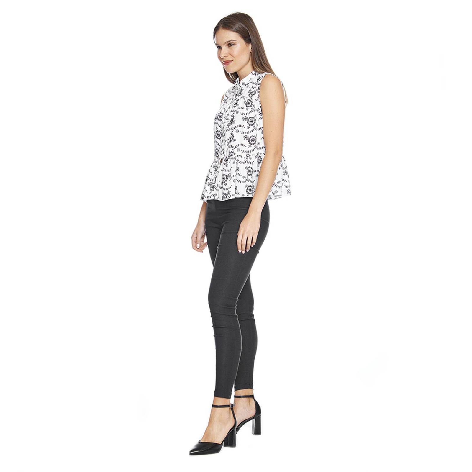Blusa Para Mujer Peplum Sin Manga Blanco Elegante Casual 