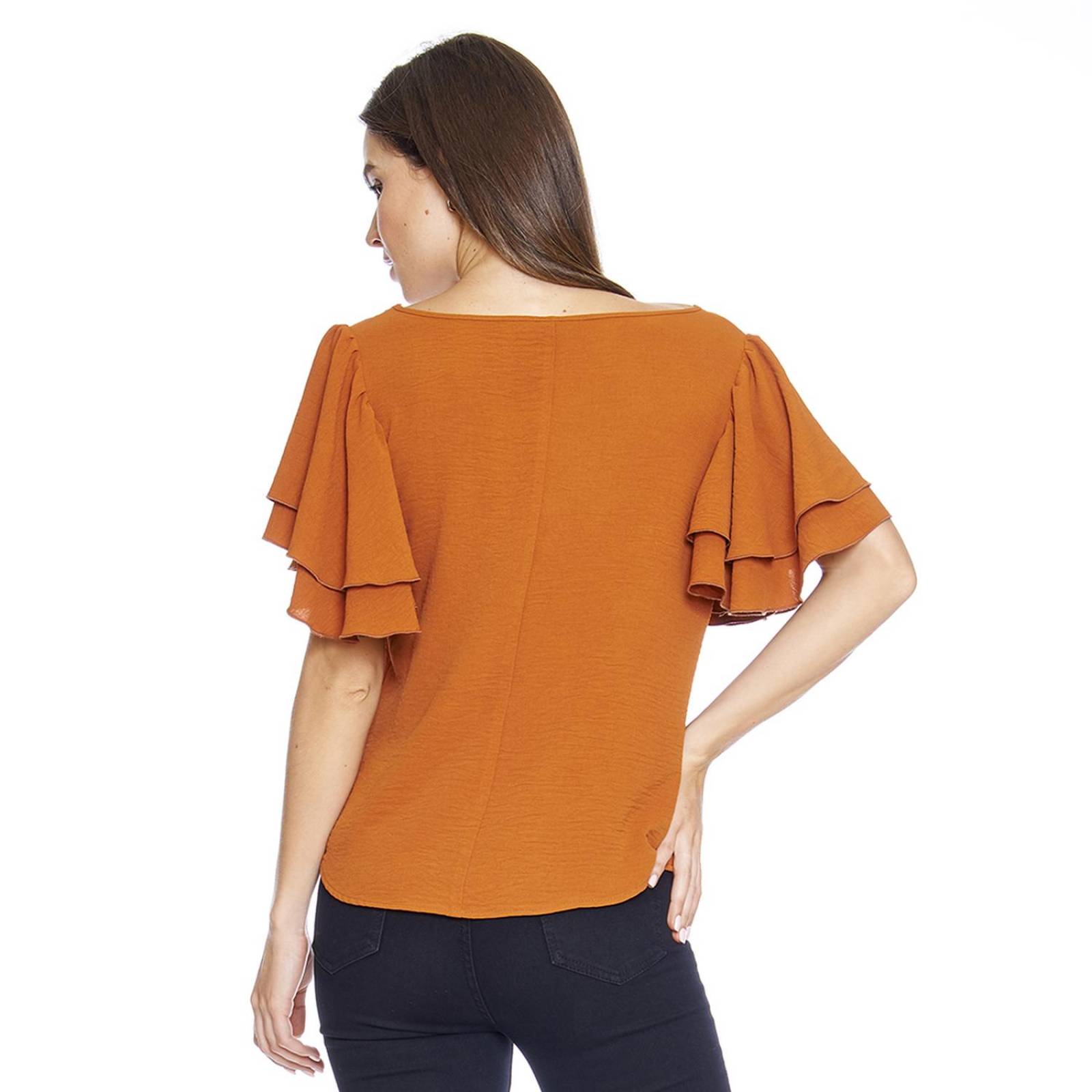 Blusa Para Mujer Casual Elegante Con Olanes En Manga 