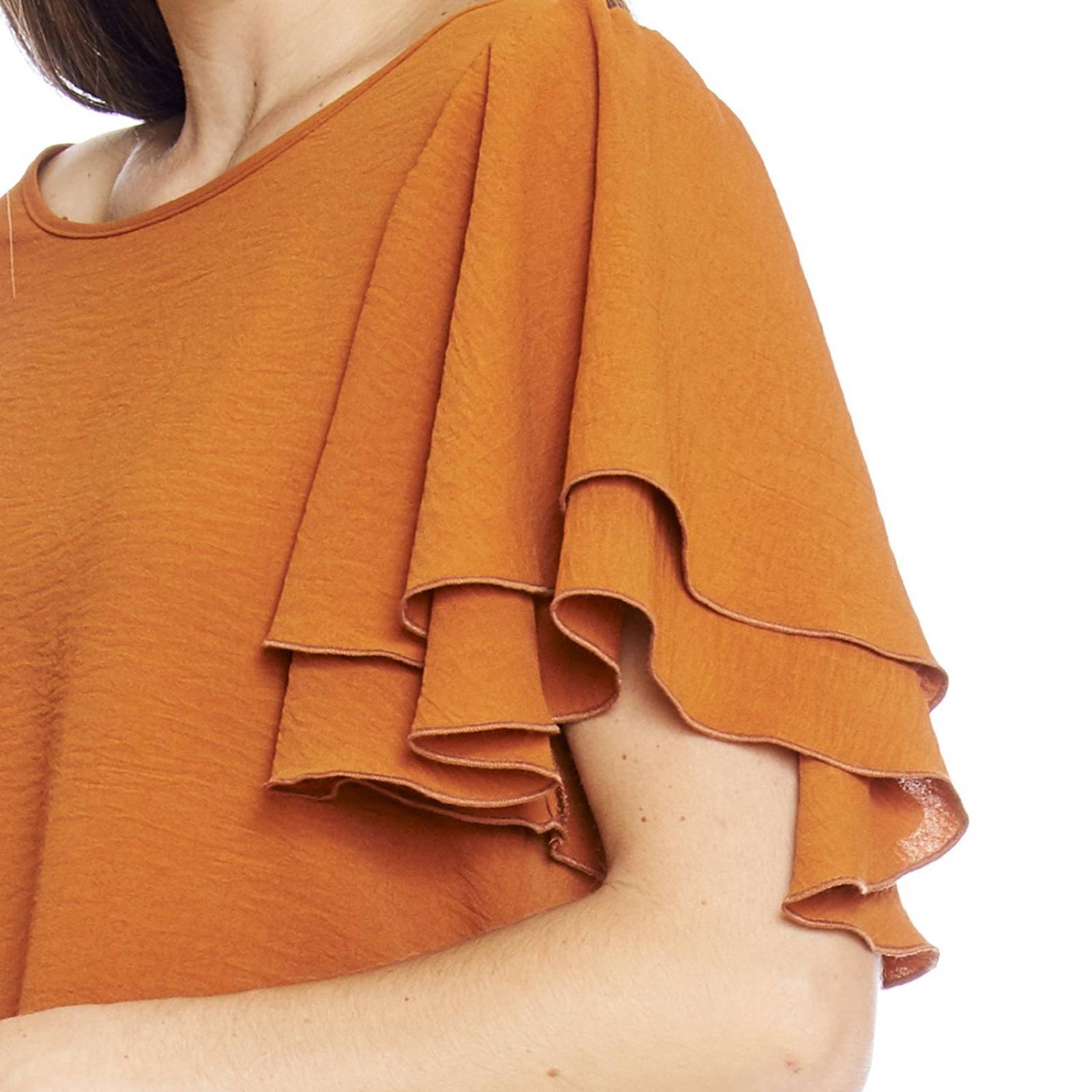 Blusa Para Mujer Casual Elegante Con Olanes En Manga 