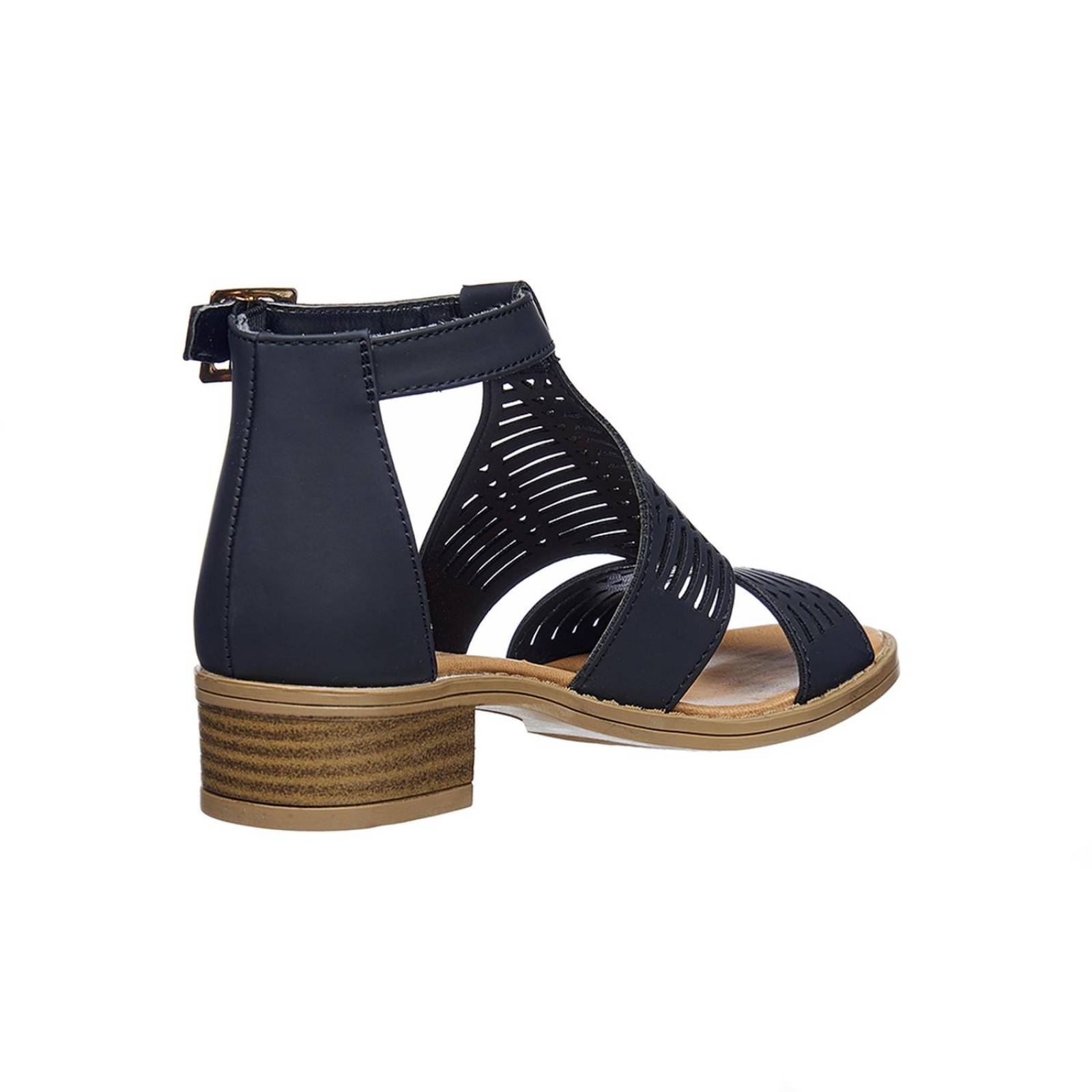 Sandalias Para Mujer Tipo Piel Negro Casuales Con Tacón Bajo 