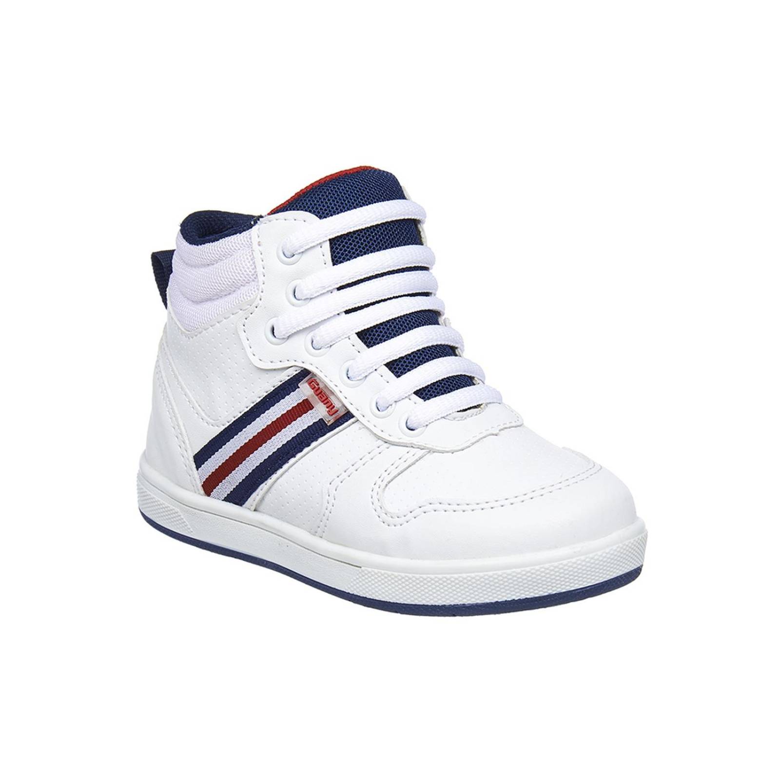 Tenis Para Niños Infantil Casuales Tipo Piel Blancos En Botín 