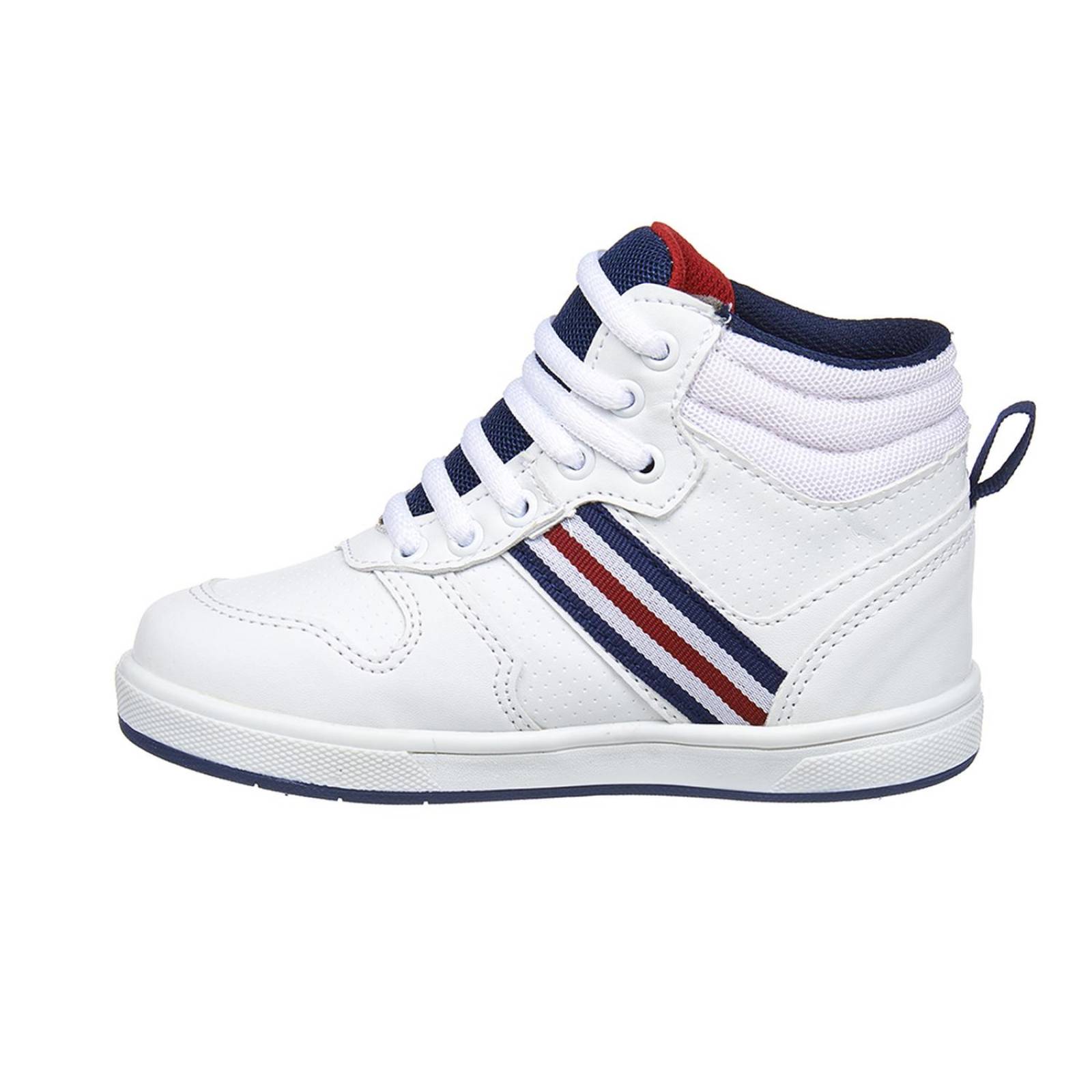 Tenis Para Niños Infantil Casuales Tipo Piel Blancos En Botín 