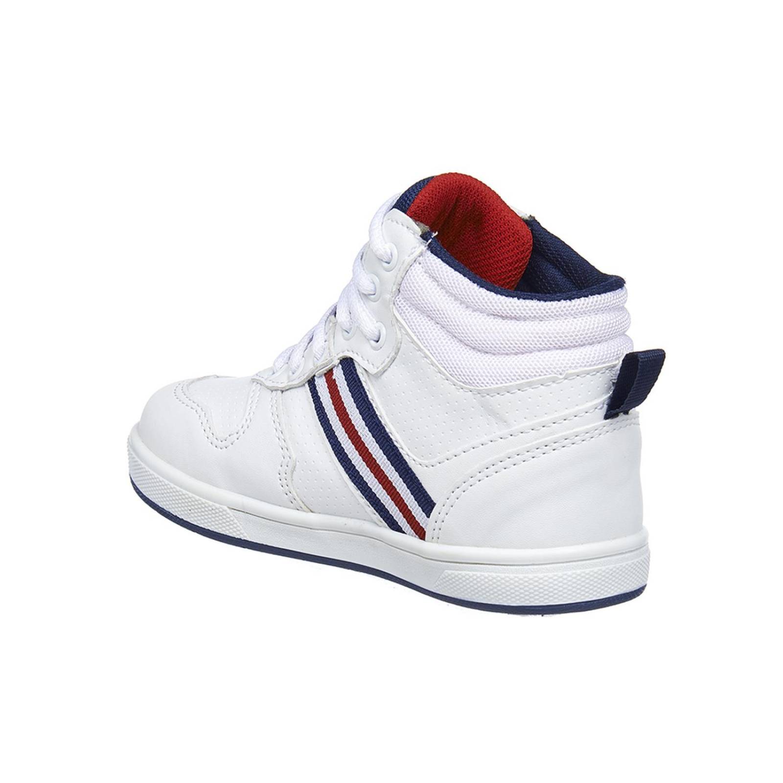 Tenis Para Niños Infantil Casuales Tipo Piel Blancos En Botín 