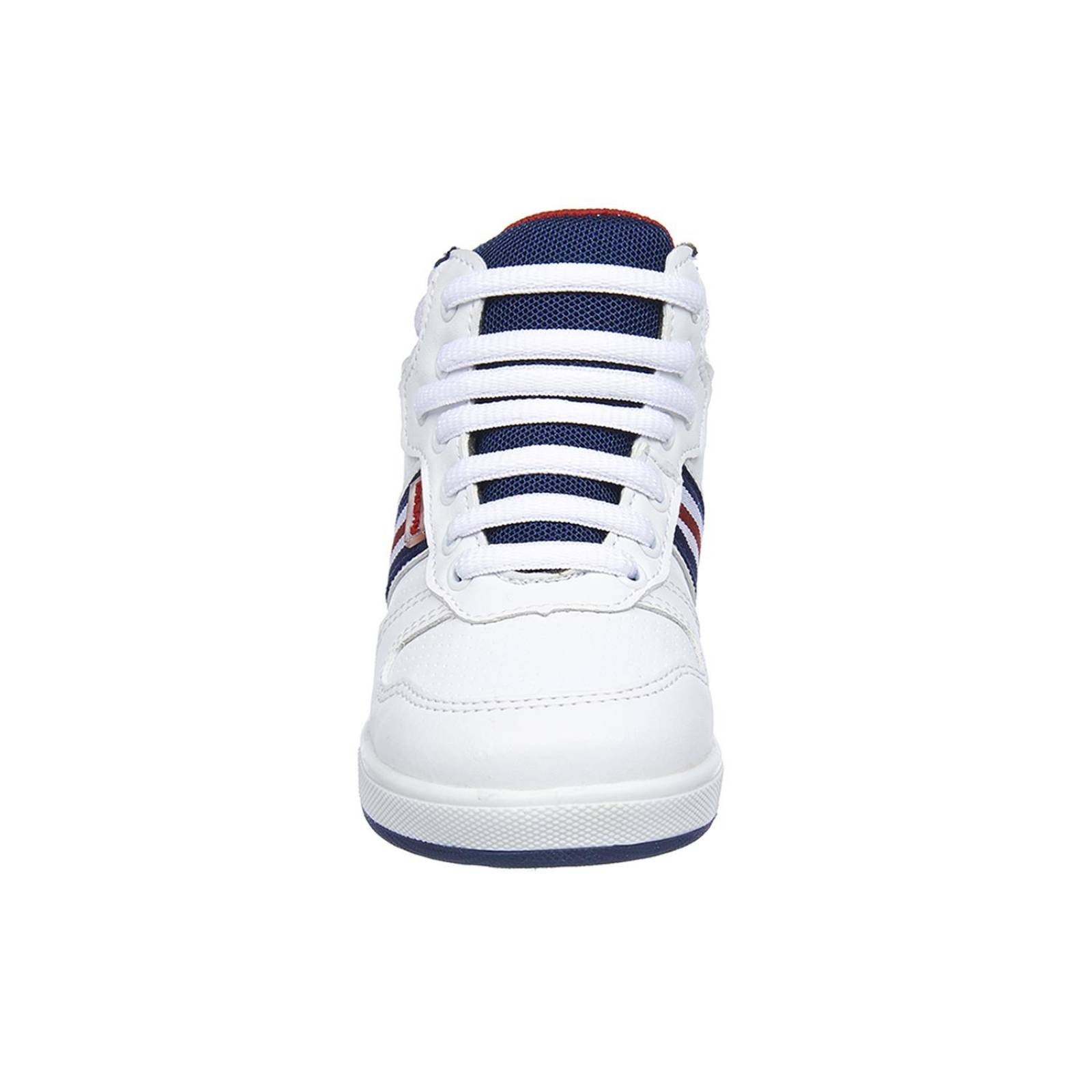 Tenis Para Niños Infantil Casuales Tipo Piel Blancos En Botín 