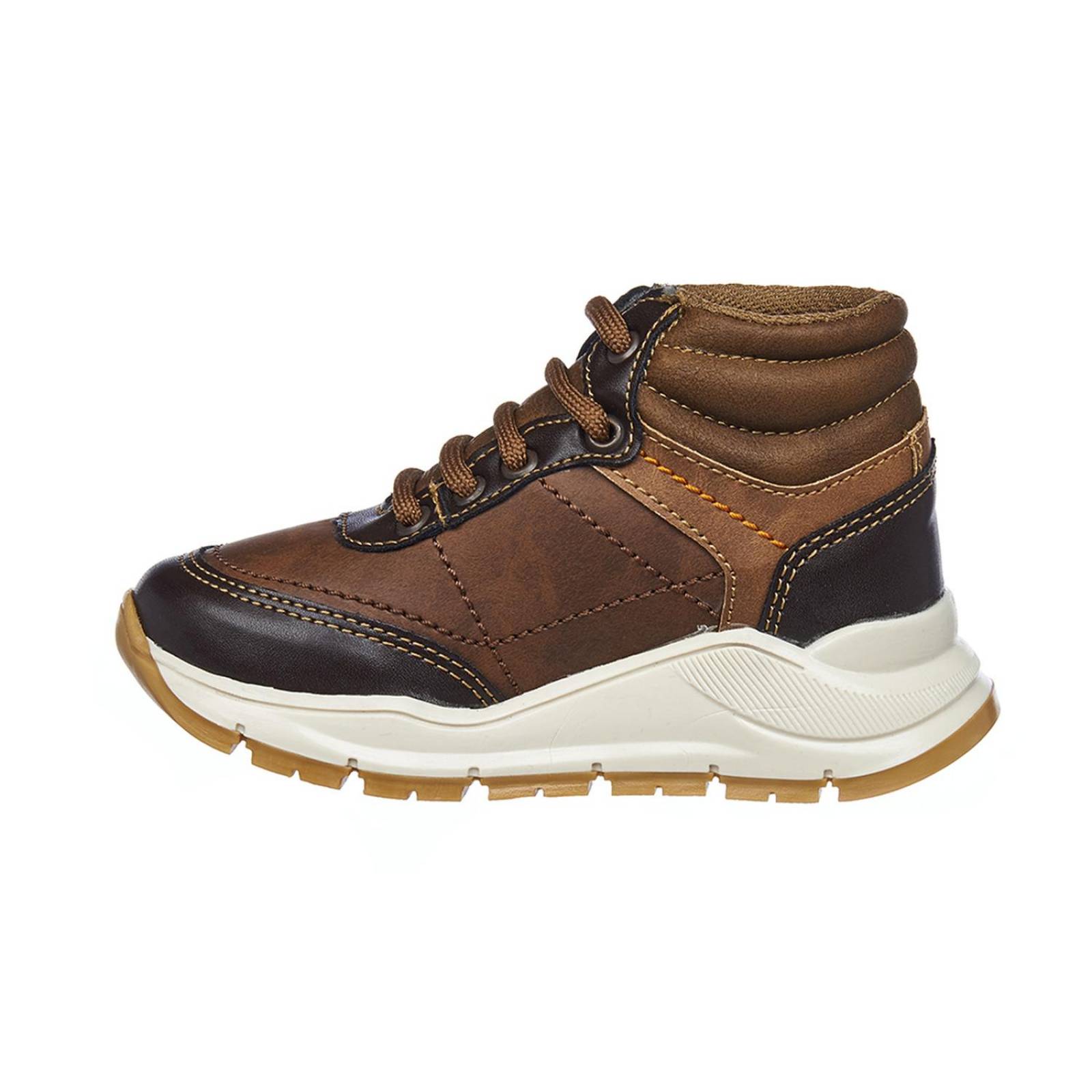 Botines Para Niños Tipo Piel Café Casuales Moda Infantil 