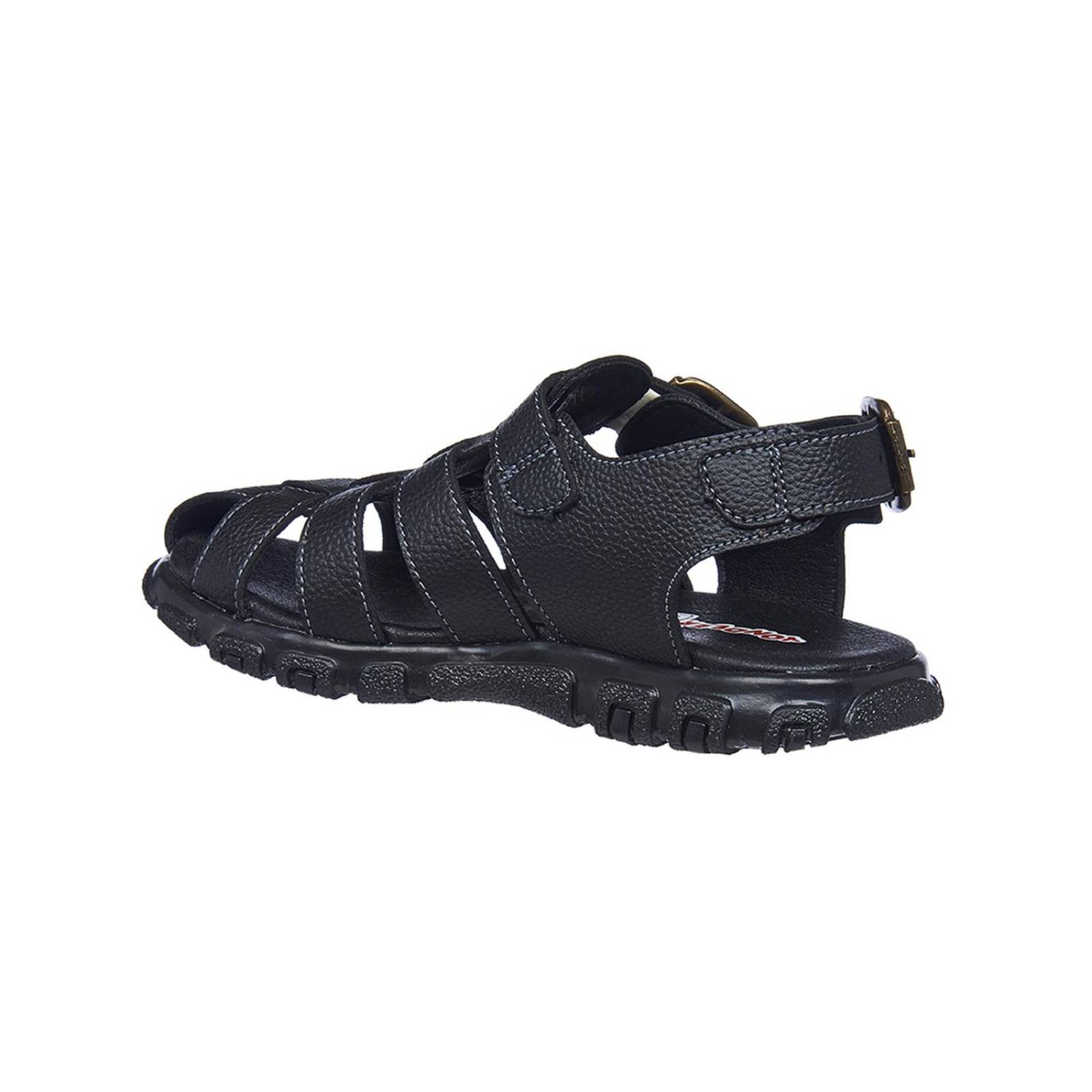 Sandalias Para Niños Tipo Piel Negro Con Hebillas Casuales 