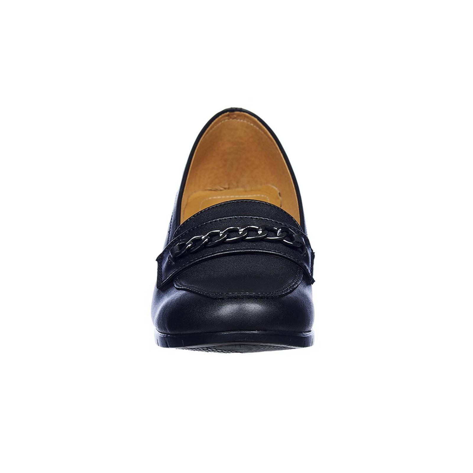 Zapatillas Para Mujer Con Cadena Tipo Piel Negro De Vestir 