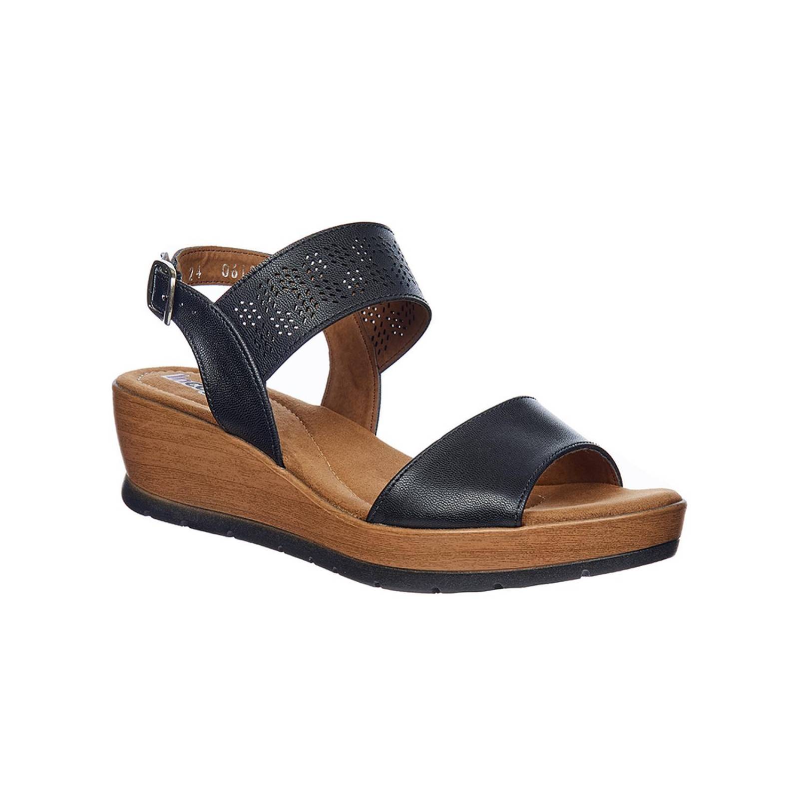 Sandalias Para Mujer Con Plataforma Baja Tipo Piel Negro 