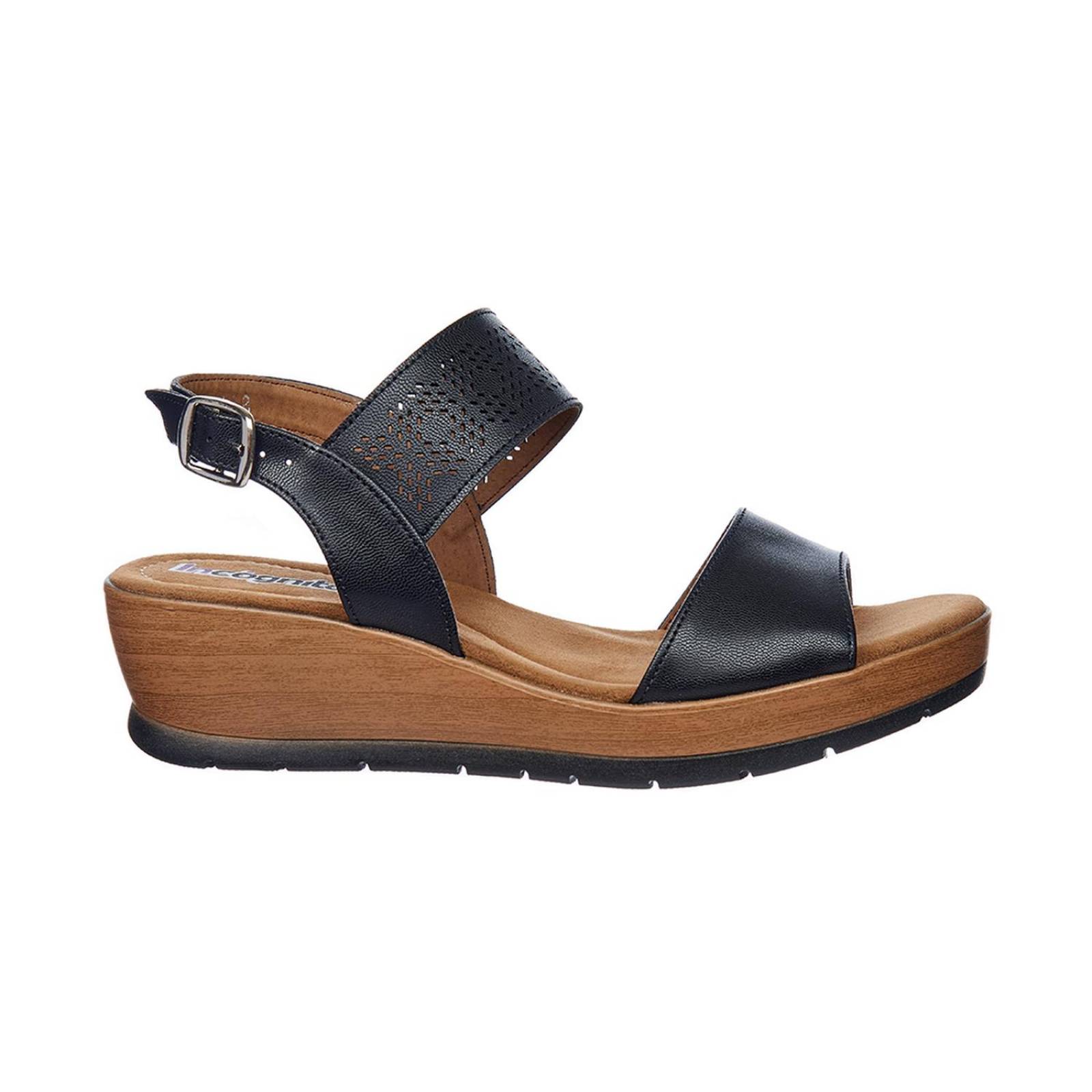 Sandalias Para Mujer Con Plataforma Baja Tipo Piel Negro 