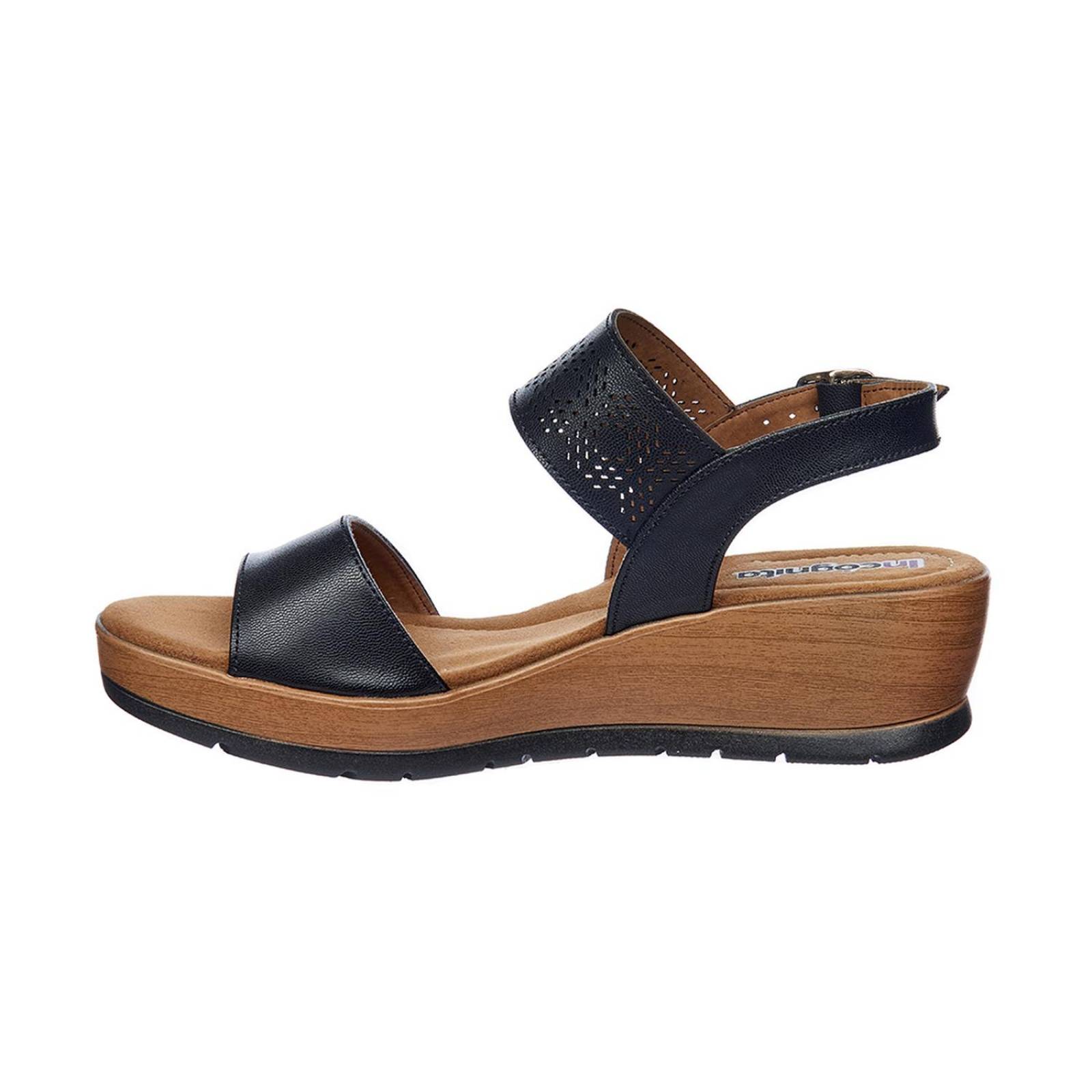 Sandalias Para Mujer Con Plataforma Baja Tipo Piel Negro 