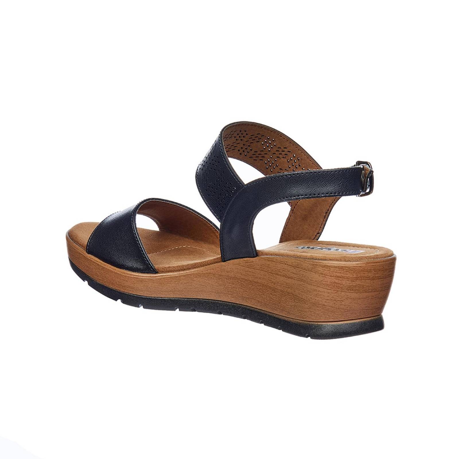 Sandalias Para Mujer Con Plataforma Baja Tipo Piel Negro 