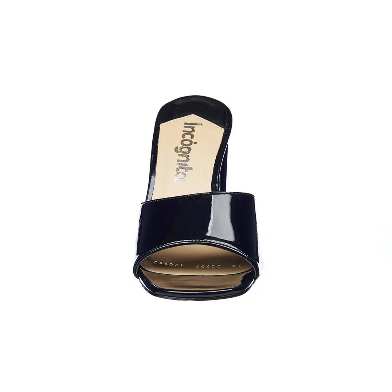 Sandalias Con Tacón Para Mujer Charol Negro Casual