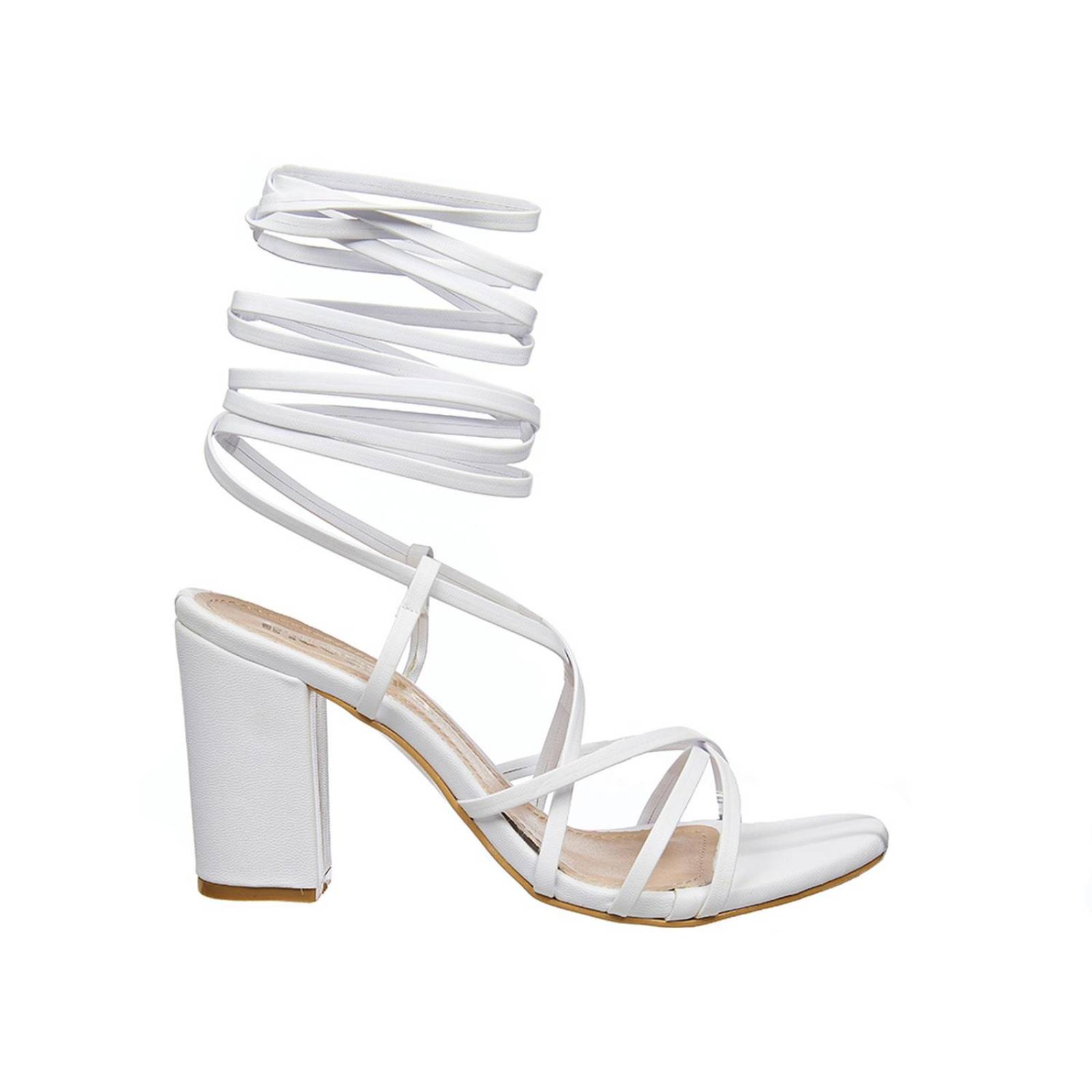 Sandalias Mujer Con Tacón Cordones Moda Casual Formal