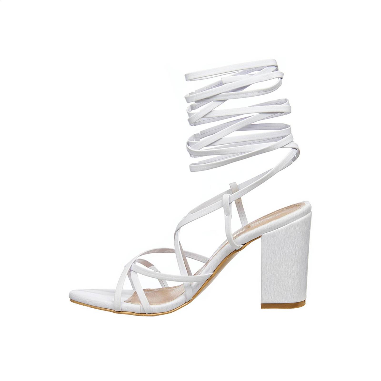 Sandalias Mujer Con Tacón Cordones Moda Casual Formal