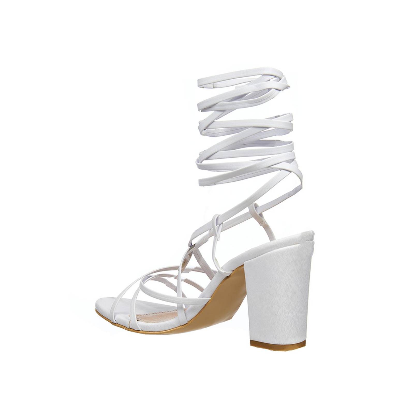 Sandalias Mujer Con Tacón Cordones Moda Casual Formal