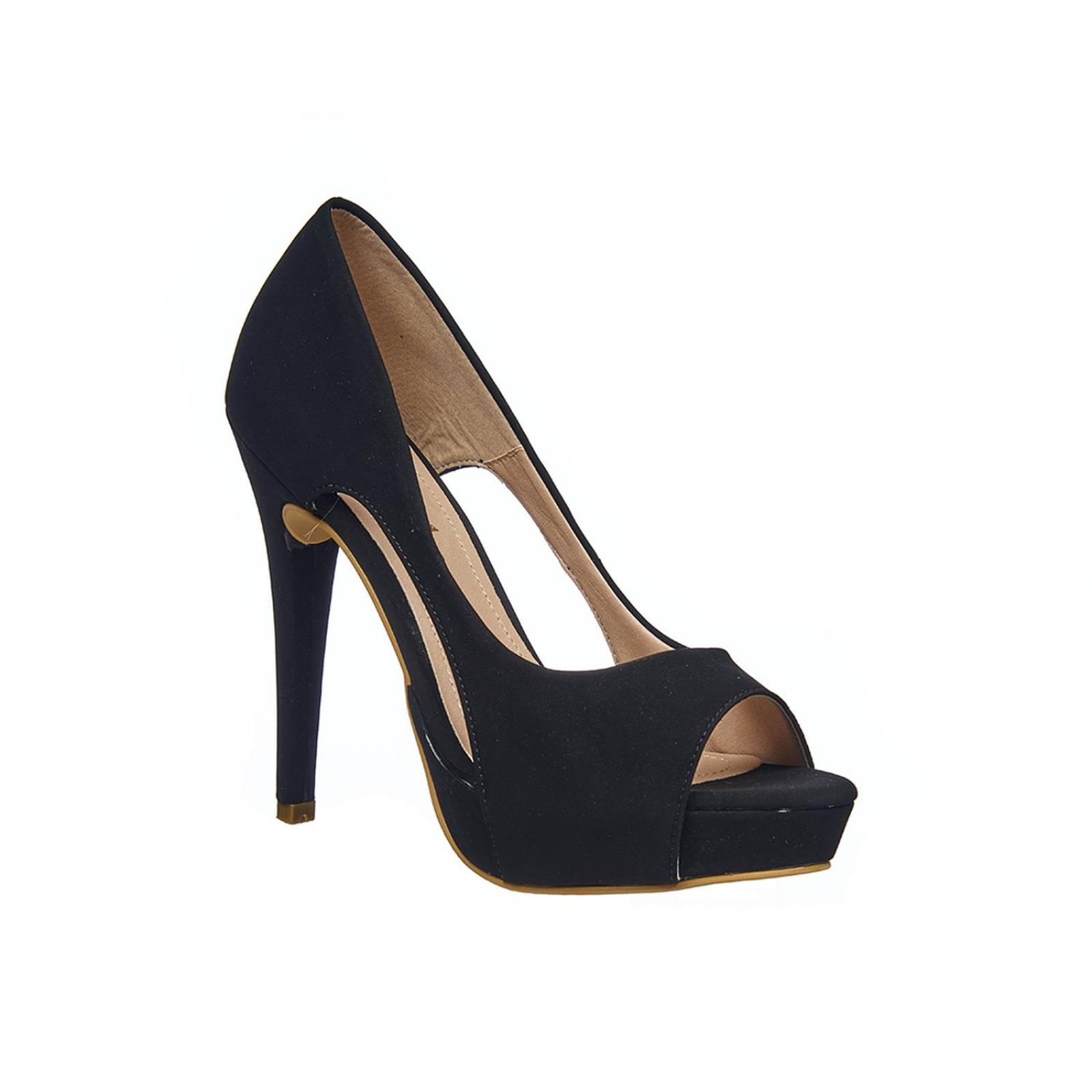 Zapatillas Abiertas Mujer Tipo Ante Negro Formales Casual 