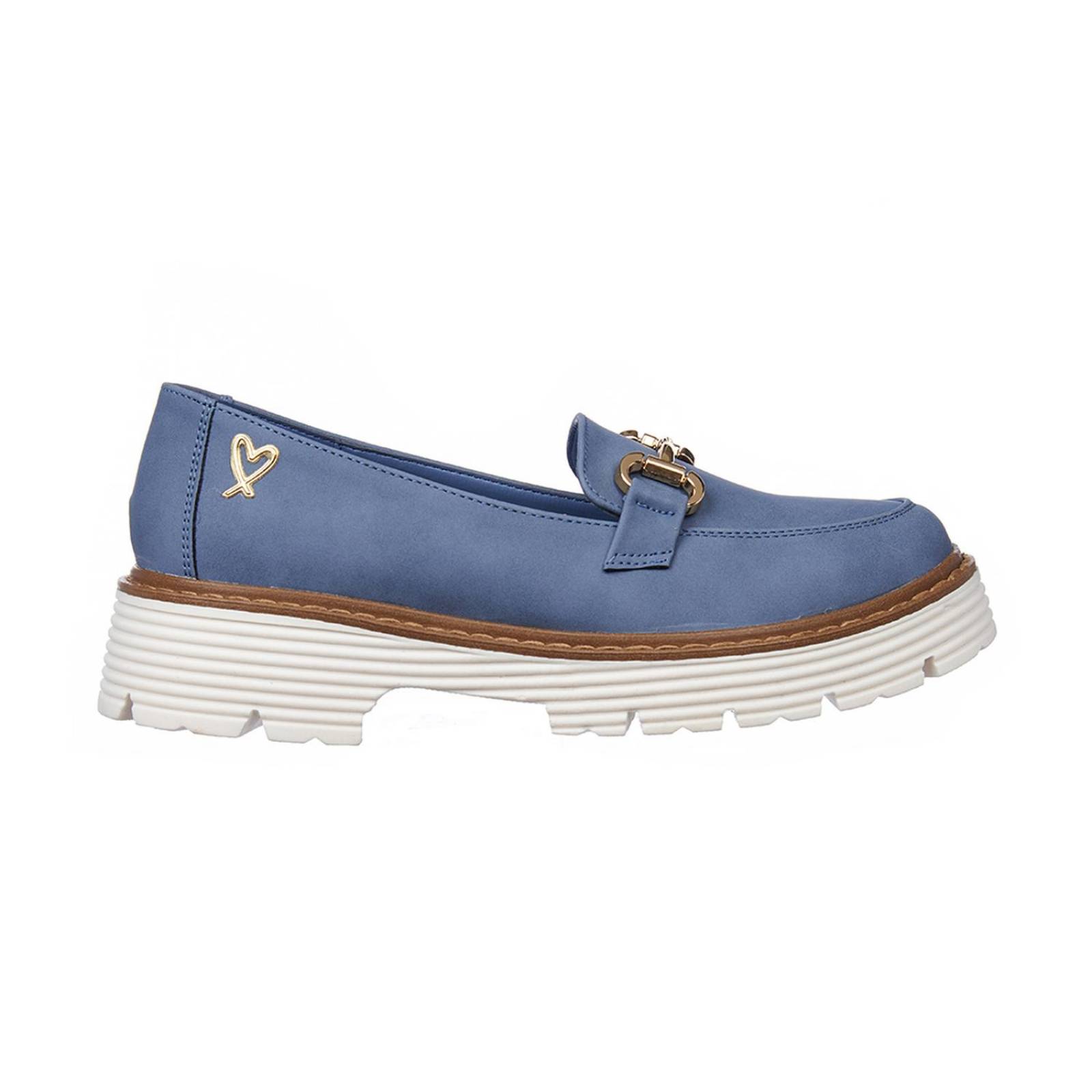 Mocasines Mujer Plataforma Azul Tipo Ante Modernos Casual 