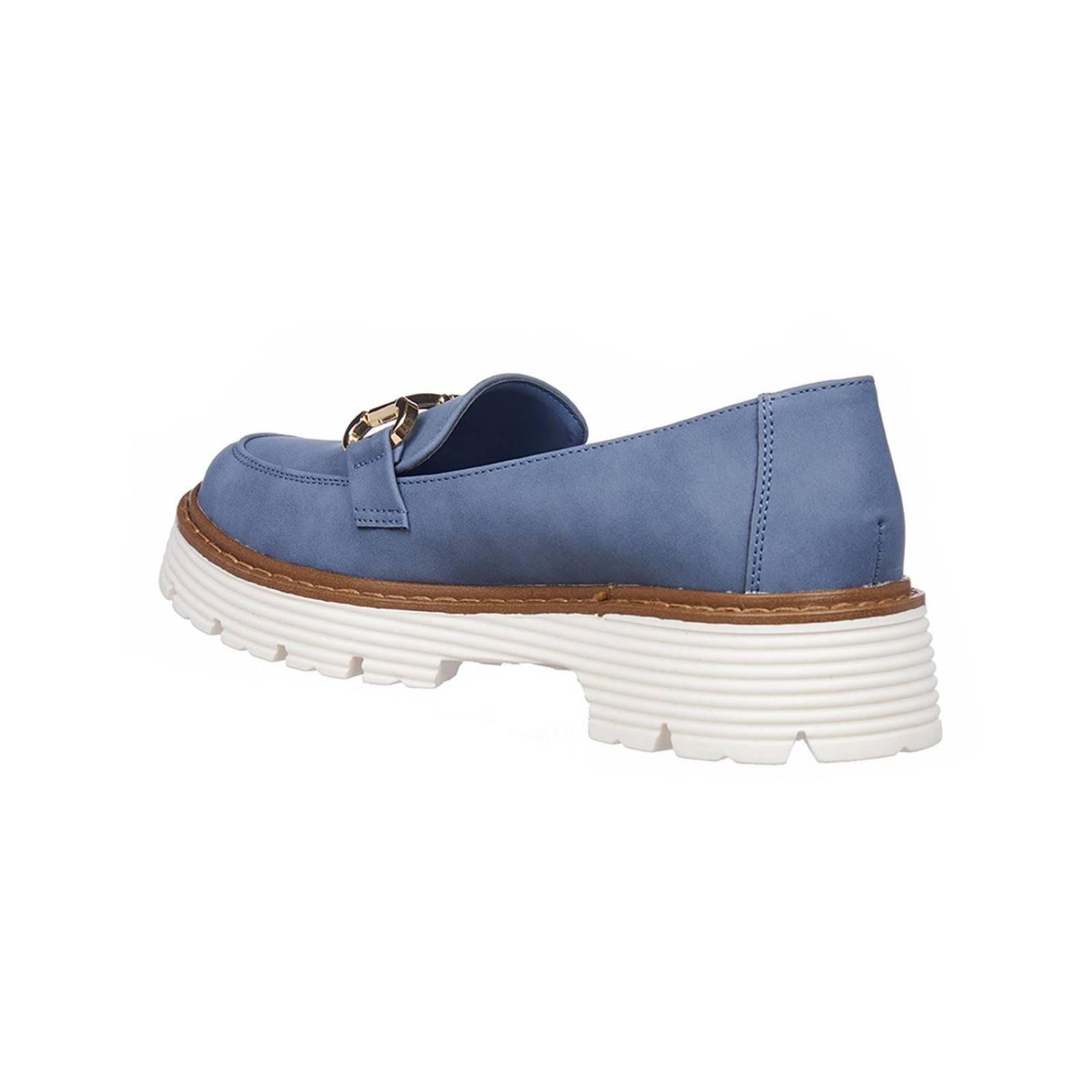 Mocasines Mujer Plataforma Azul Tipo Ante Modernos Casual 