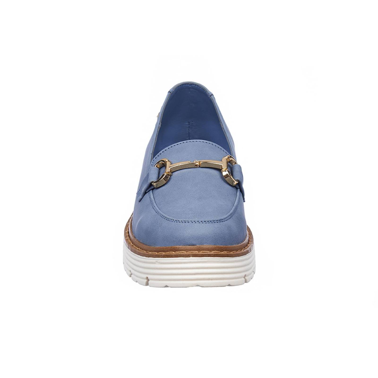 Mocasines Mujer Plataforma Azul Tipo Ante Modernos Casual 