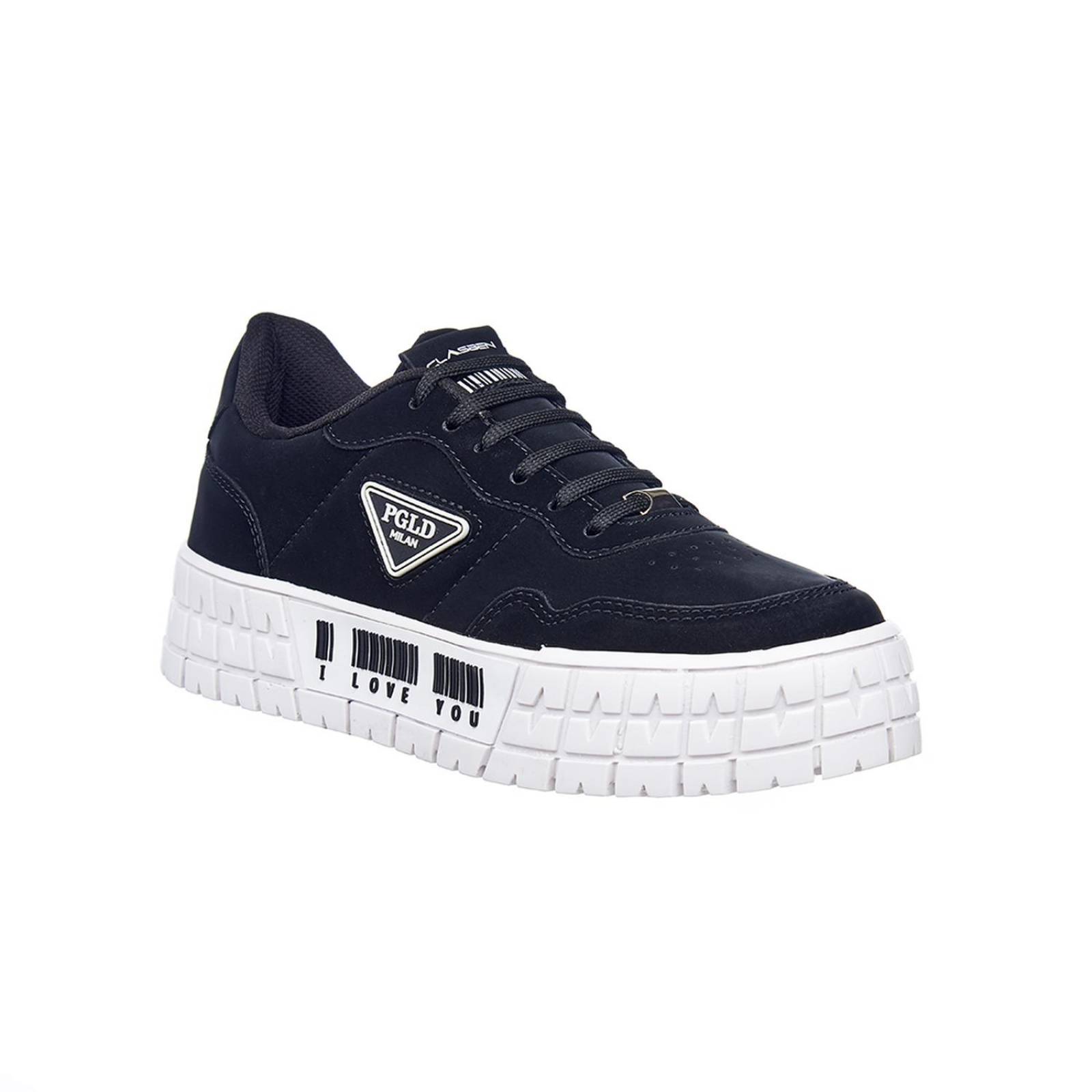 Tenis Plataforma Mujer Juvenil Tipo Ante Negro Casual 