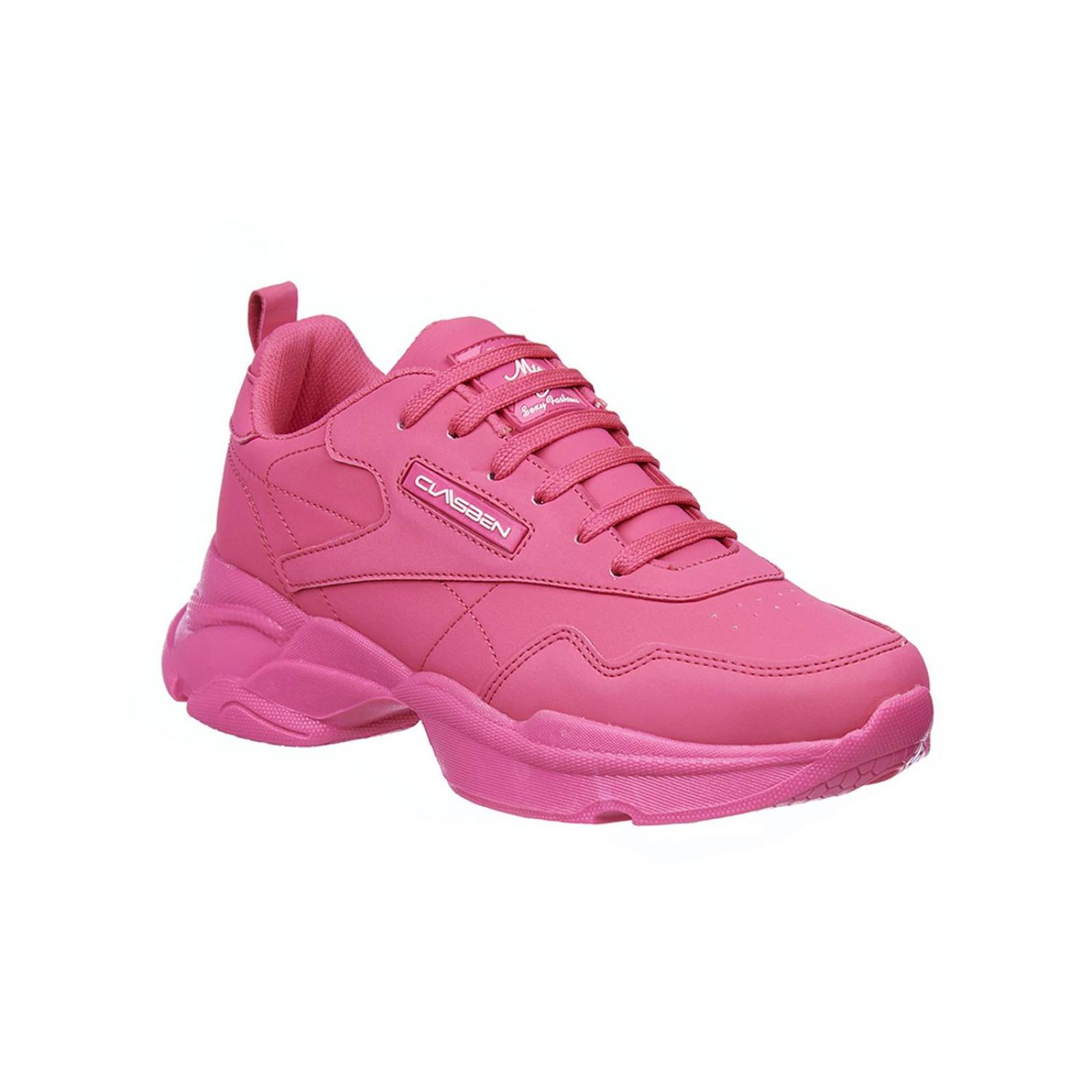 Tenis Para Mujer Tipo Piel Fiusha Con Plataforma