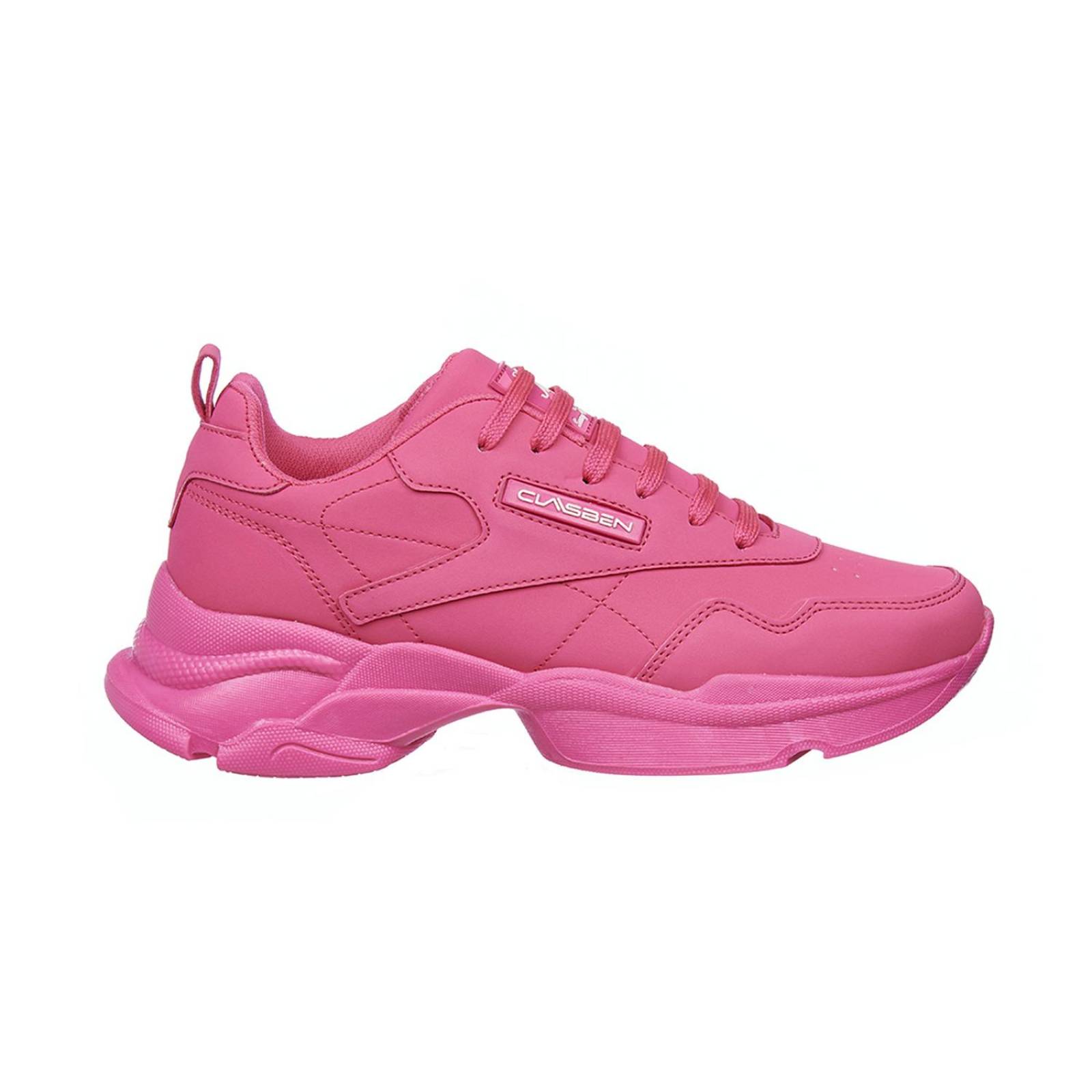 Tenis Para Mujer Tipo Piel Fiusha Con Plataforma