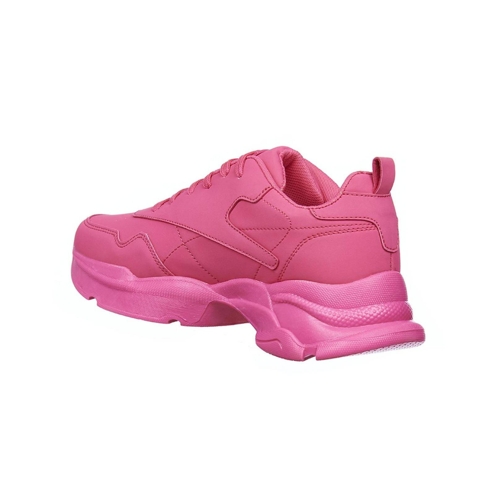 Tenis Para Mujer Tipo Piel Fiusha Con Plataforma