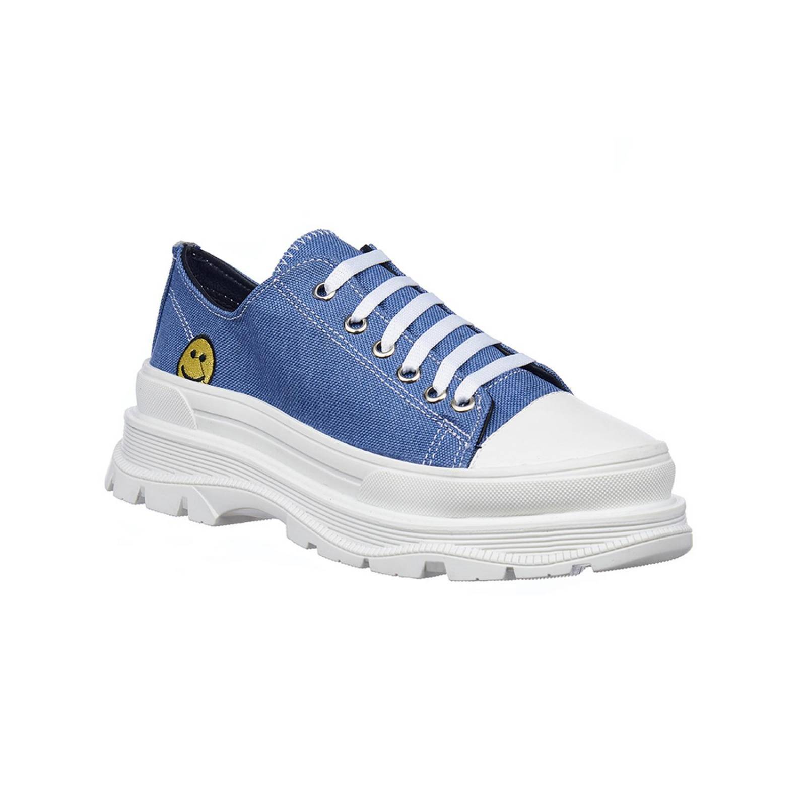 Tenis Para Mujer Plataforma Textil Mezclilla Con Sonrisa 