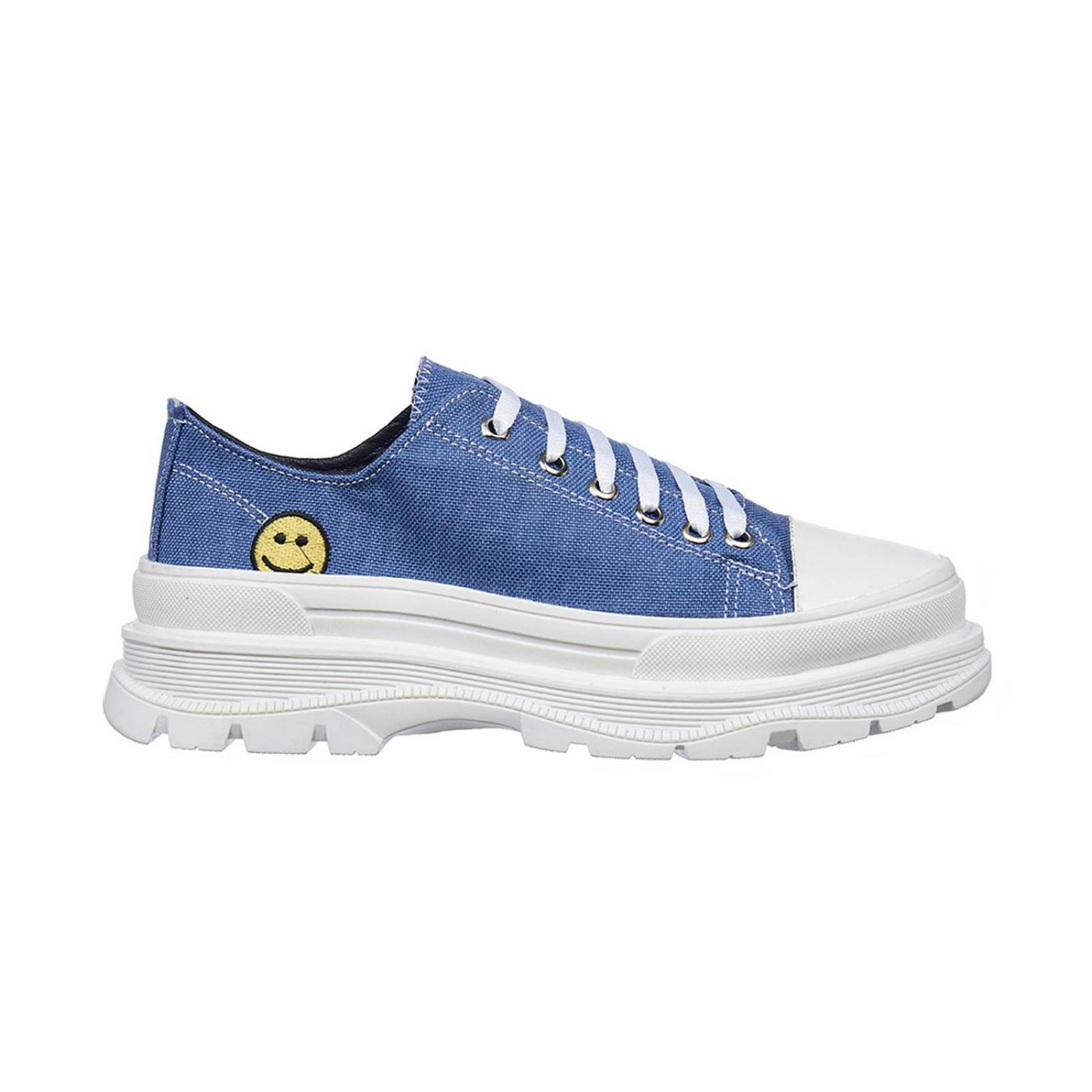 Tenis Para Mujer Plataforma Textil Mezclilla Con Sonrisa 