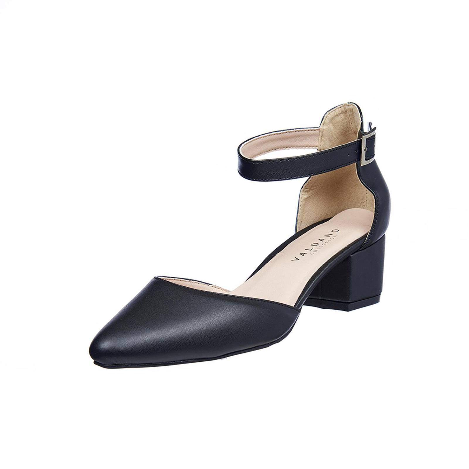 Zapatillas Mujer Tacón Bajo Negro Formales Con Pulcera