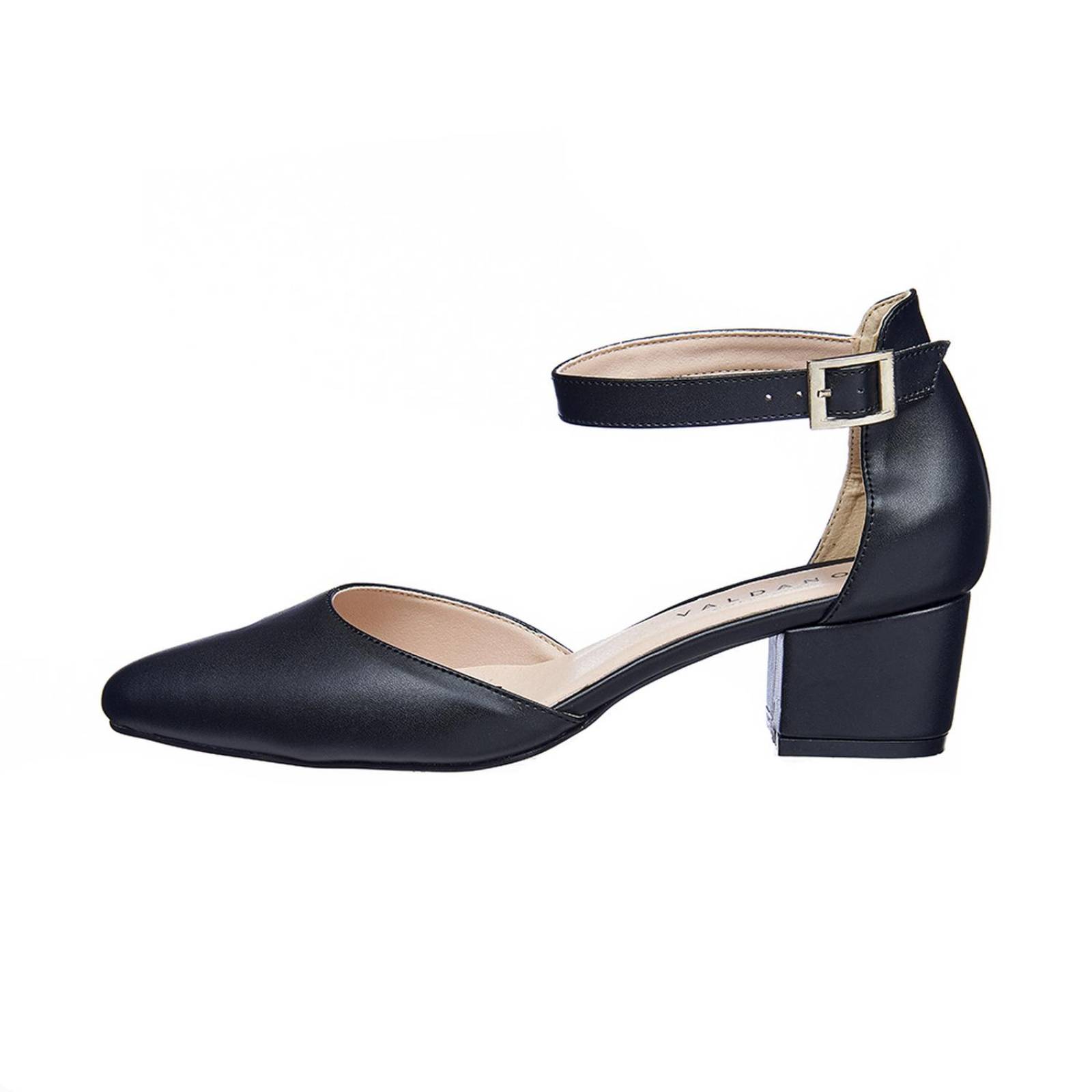 Zapatillas Mujer Tacón Bajo Negro Formales Con Pulcera