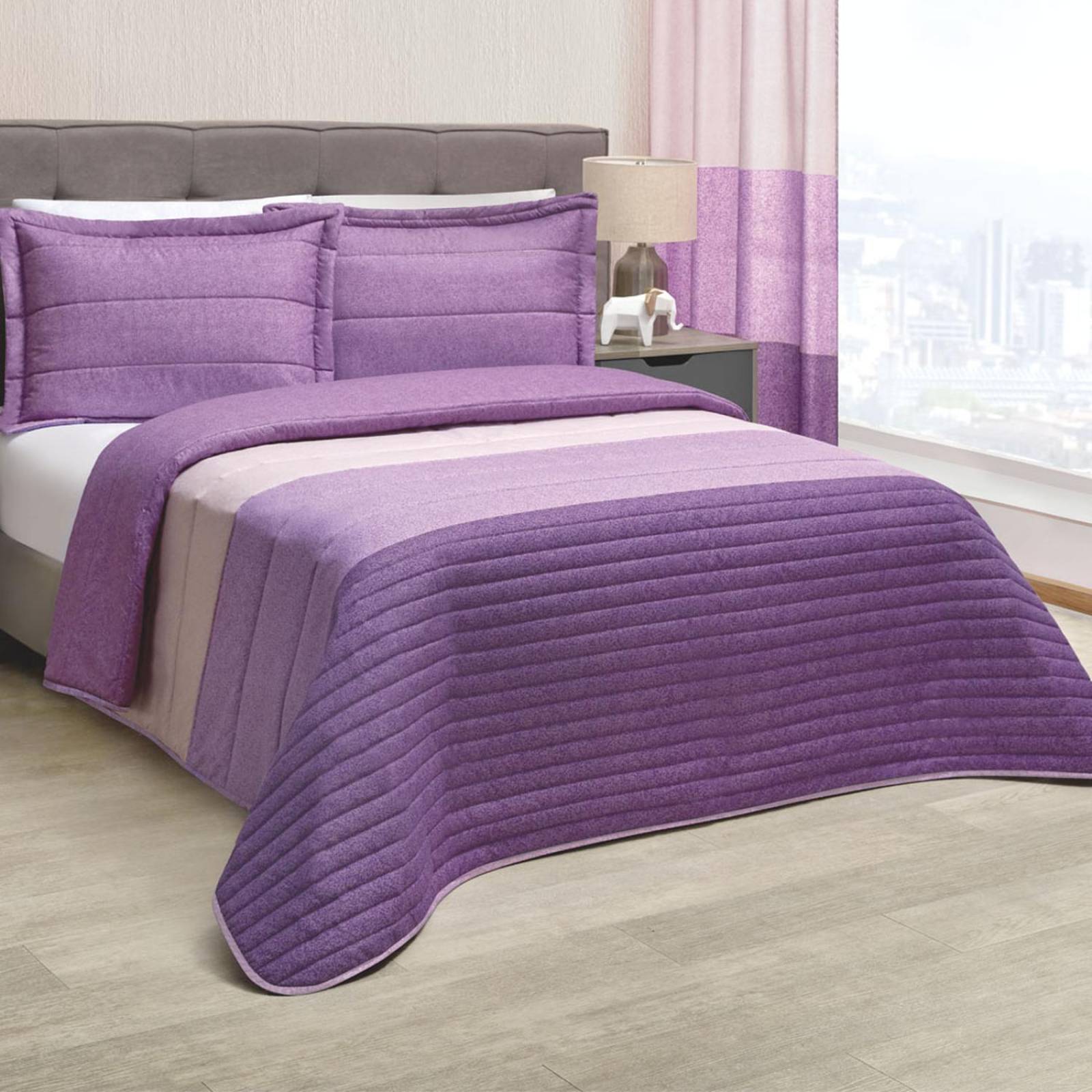 EDREDON ULTRASONICO KING SIZE LIGERO DOBLE VISTA MORADO