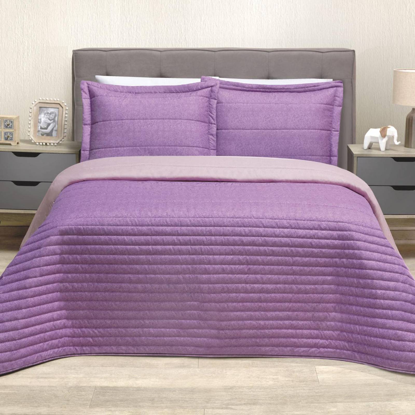 EDREDON ULTRASONICO KING SIZE LIGERO DOBLE VISTA MORADO