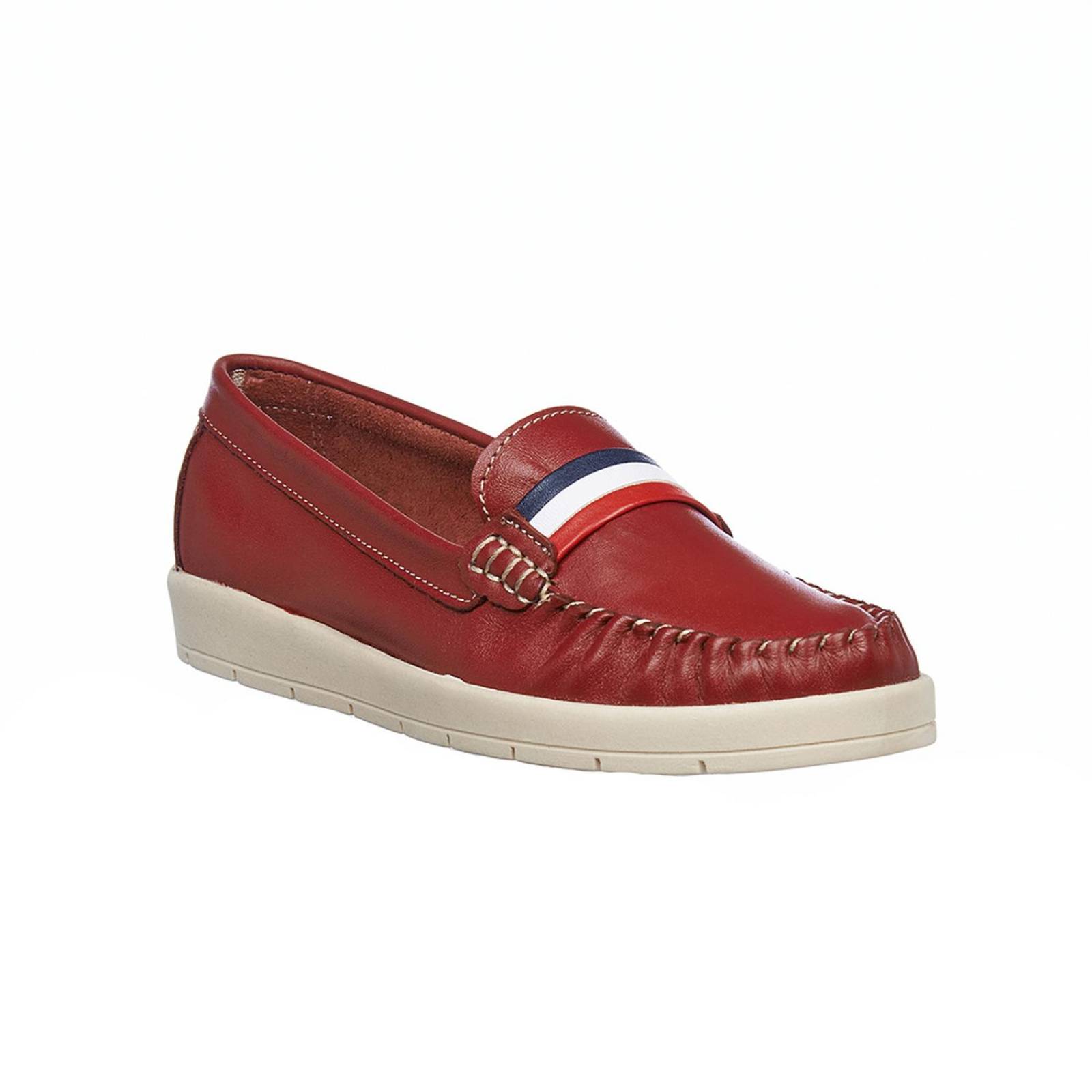 Mocasines Para Mujer Piel Casuales Confort Rojo Cómodos 