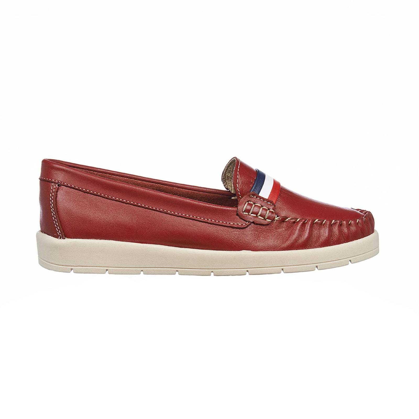 Mocasines Para Mujer Piel Casuales Confort Rojo Cómodos 