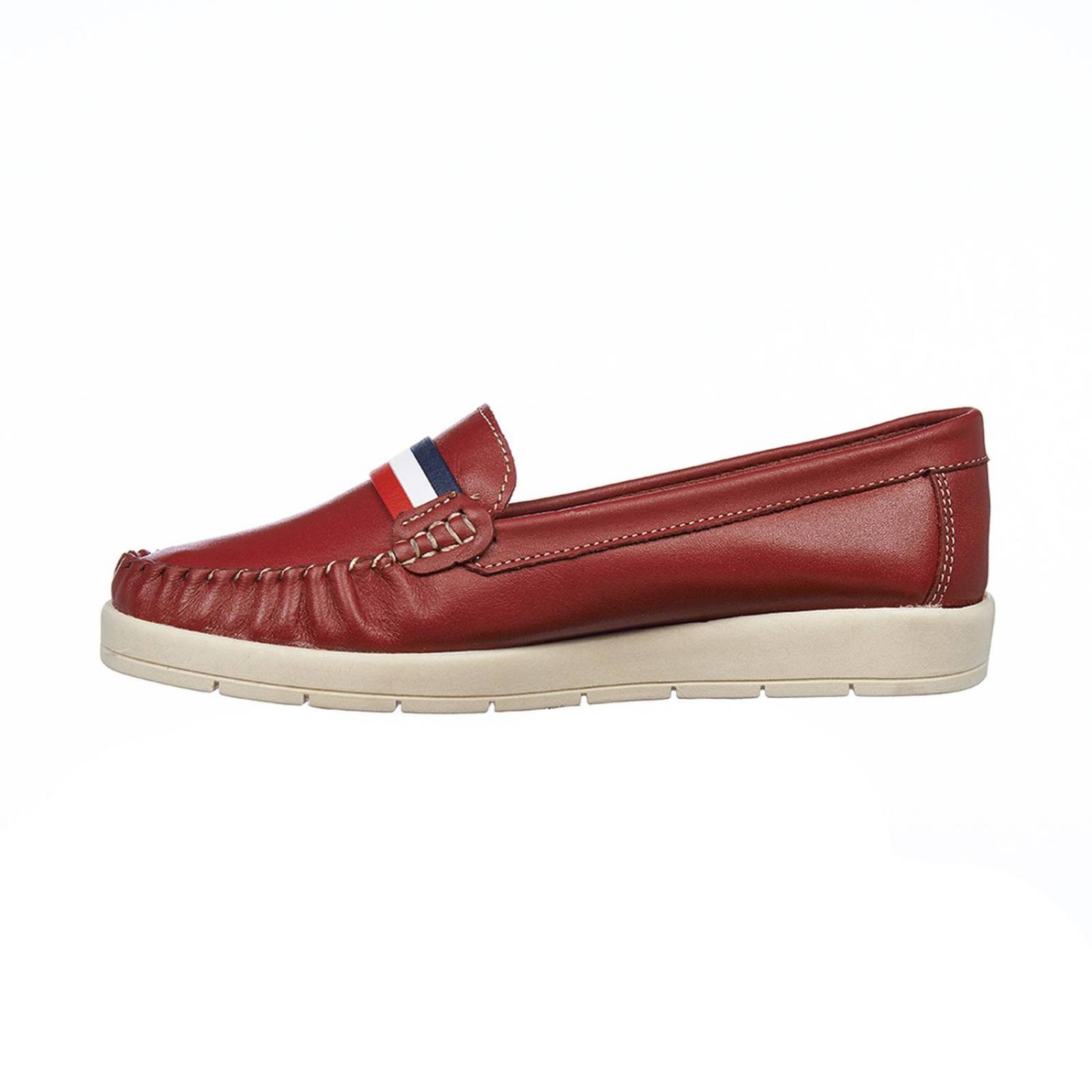 Mocasines Para Mujer Piel Casuales Confort Rojo Cómodos 