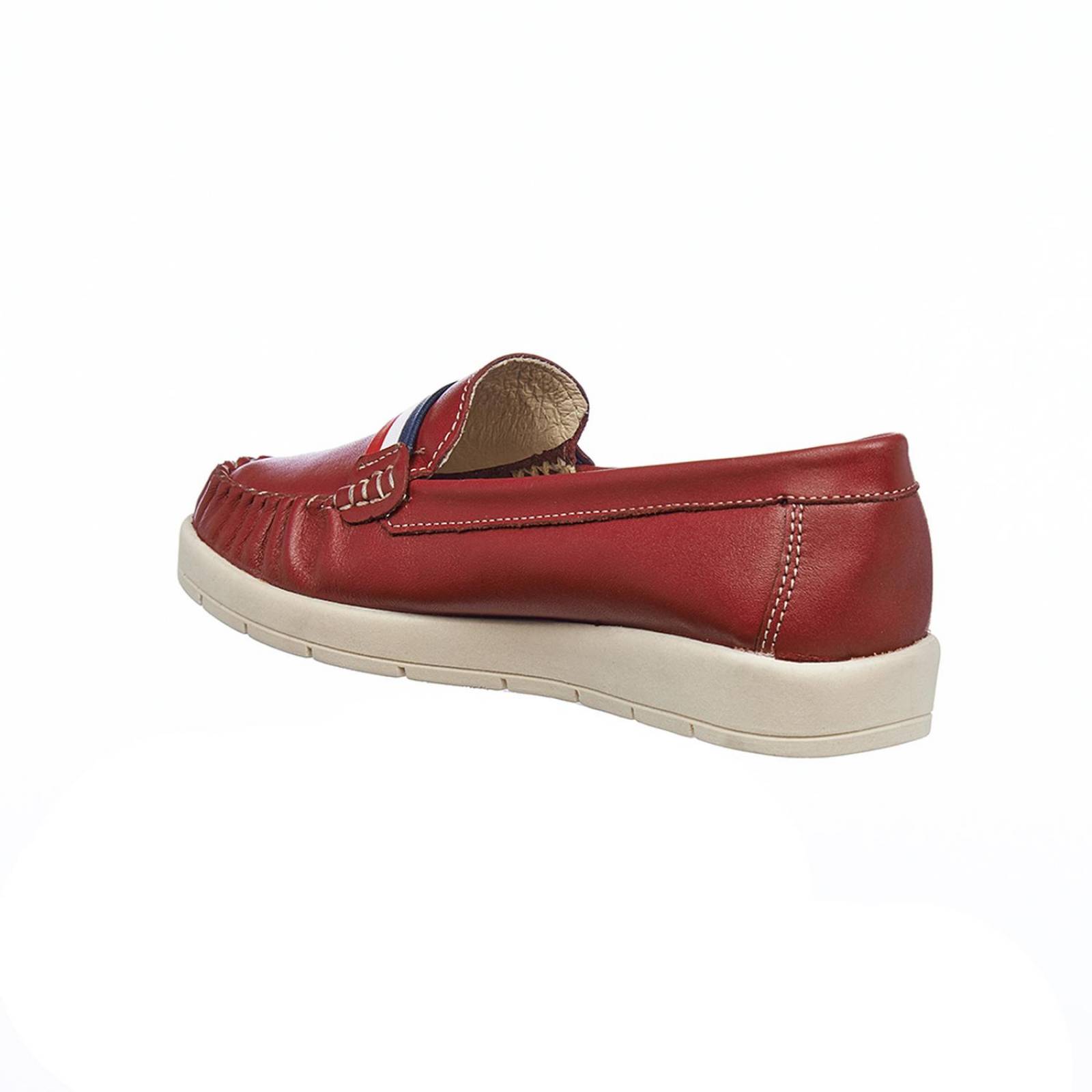 Mocasines Para Mujer Piel Casuales Confort Rojo Cómodos 