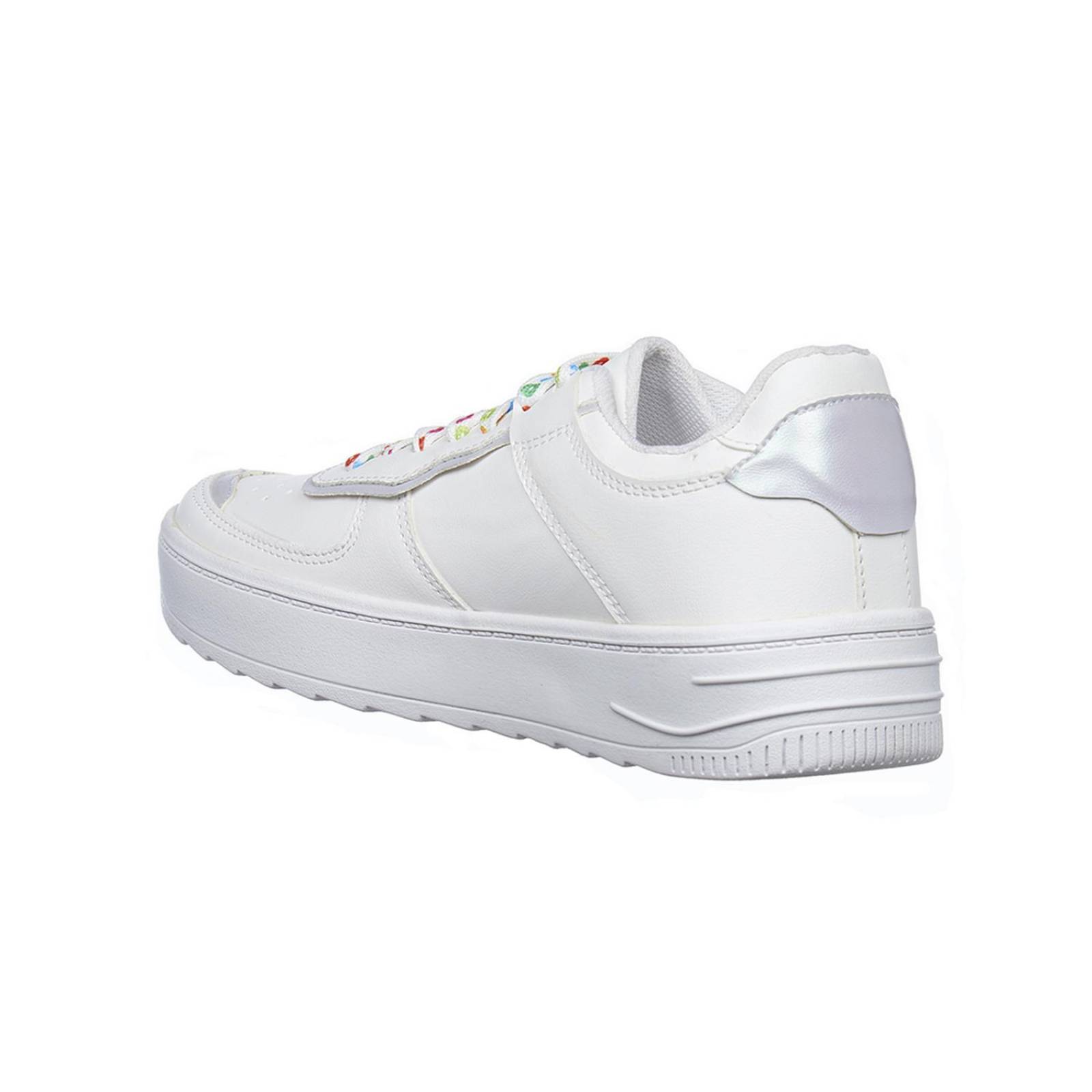 Tenis Para Mujer Blancos Con Flores Plataforma Retro