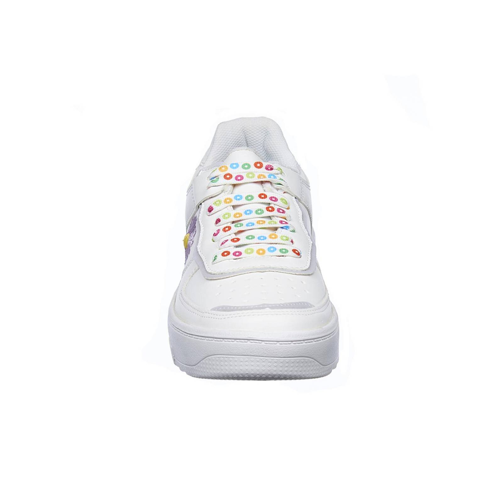 Tenis Para Mujer Blancos Con Flores Plataforma Retro